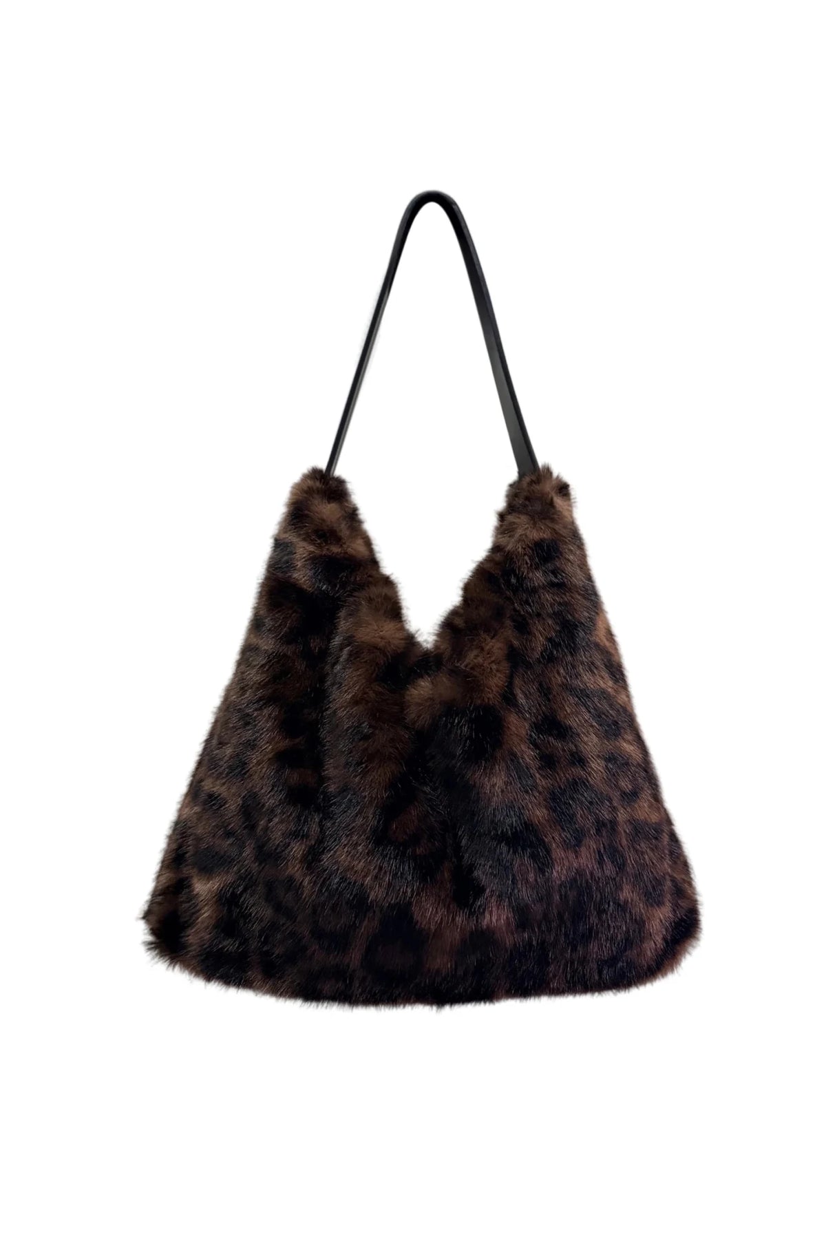 Faux Fur Deer & Leopard Print Top Handle Tote Bag - Blue Water Clothing