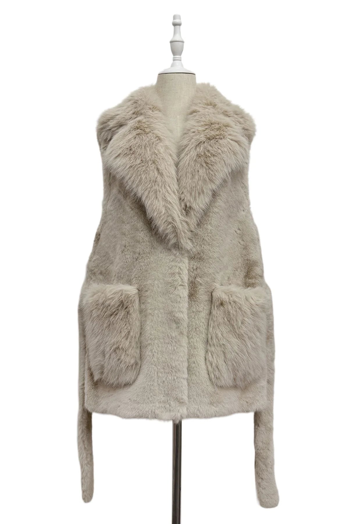 Blue Water ClothingFaux Fur Long Gilet with BeltClothing - Blue Water Clothing