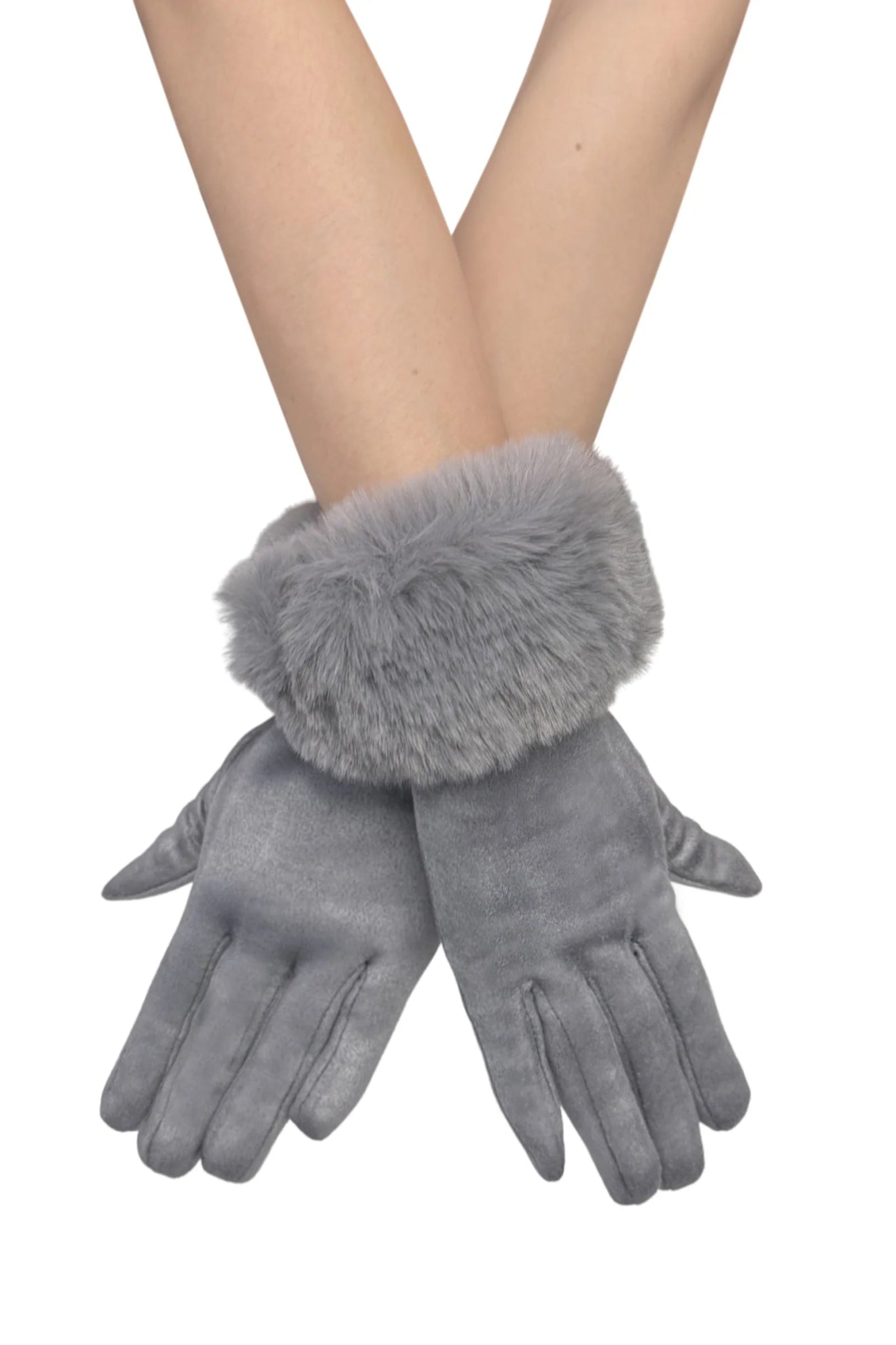 Blue Water ClothingFaux Fur Trim Suede Touch Screen GlovesAccessories - Blue Water Clothing