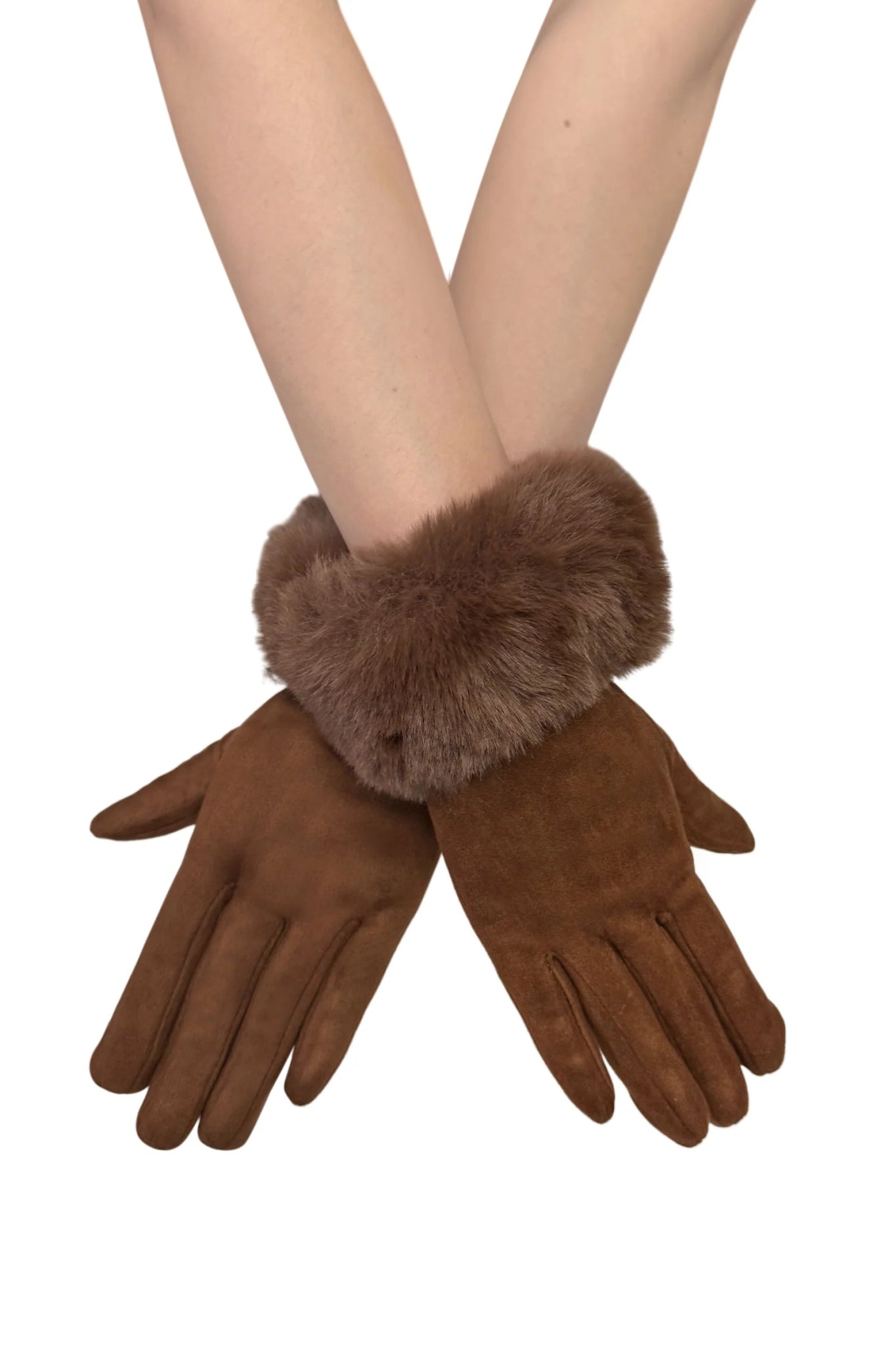Blue Water ClothingFaux Fur Trim Suede Touch Screen GlovesAccessories - Blue Water Clothing