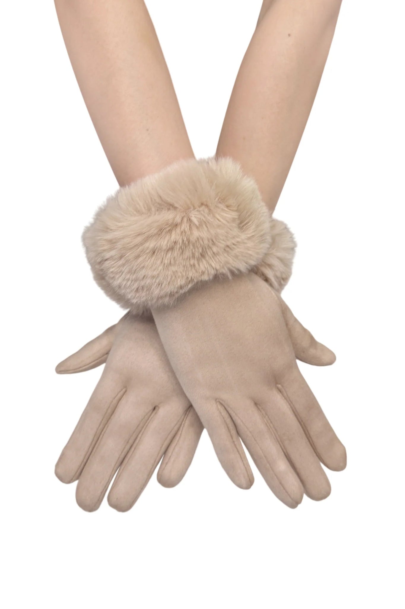 Blue Water ClothingFaux Fur Trim Suede Touch Screen GlovesAccessories - Blue Water Clothing
