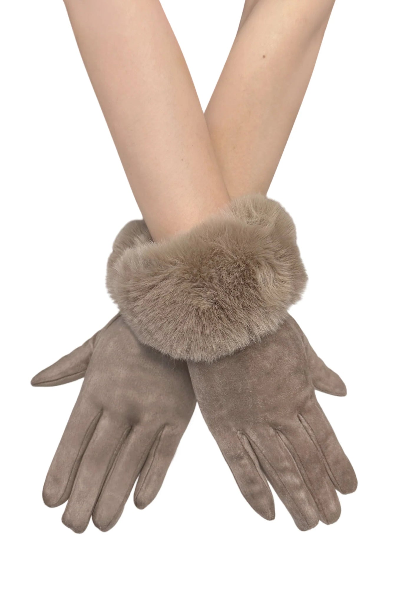 Blue Water ClothingFaux Fur Trim Suede Touch Screen GlovesAccessories - Blue Water Clothing