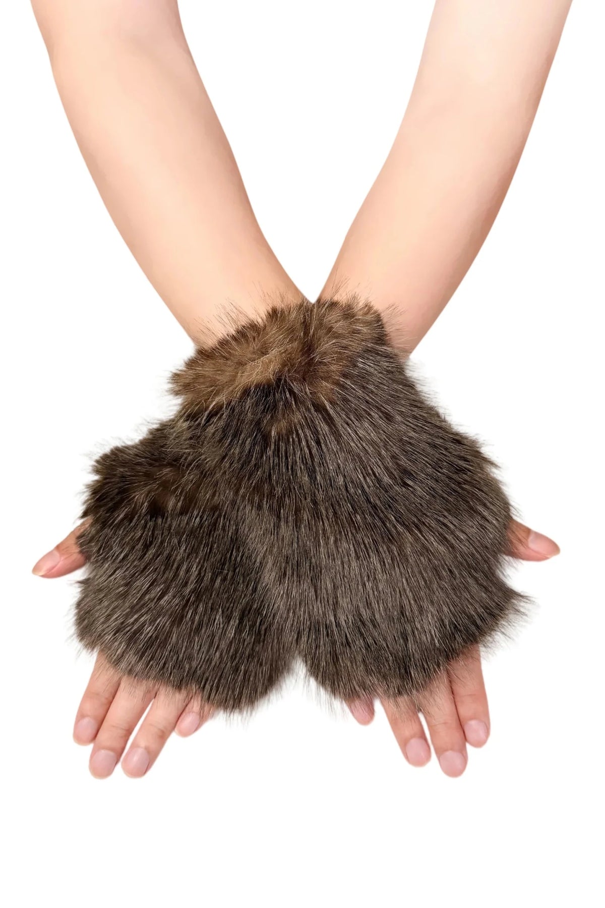 Luxe Faux Fur Fingerless Gloves - Blue Water Clothing