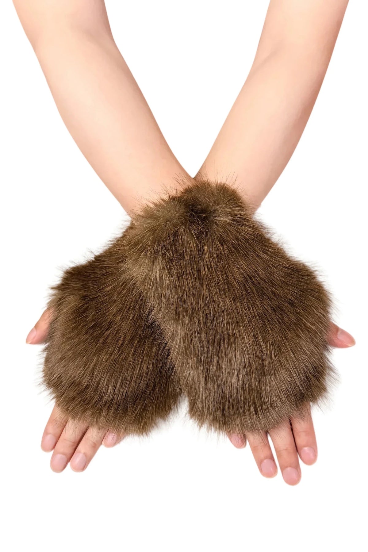 Luxe Faux Fur Fingerless Gloves - Blue Water Clothing