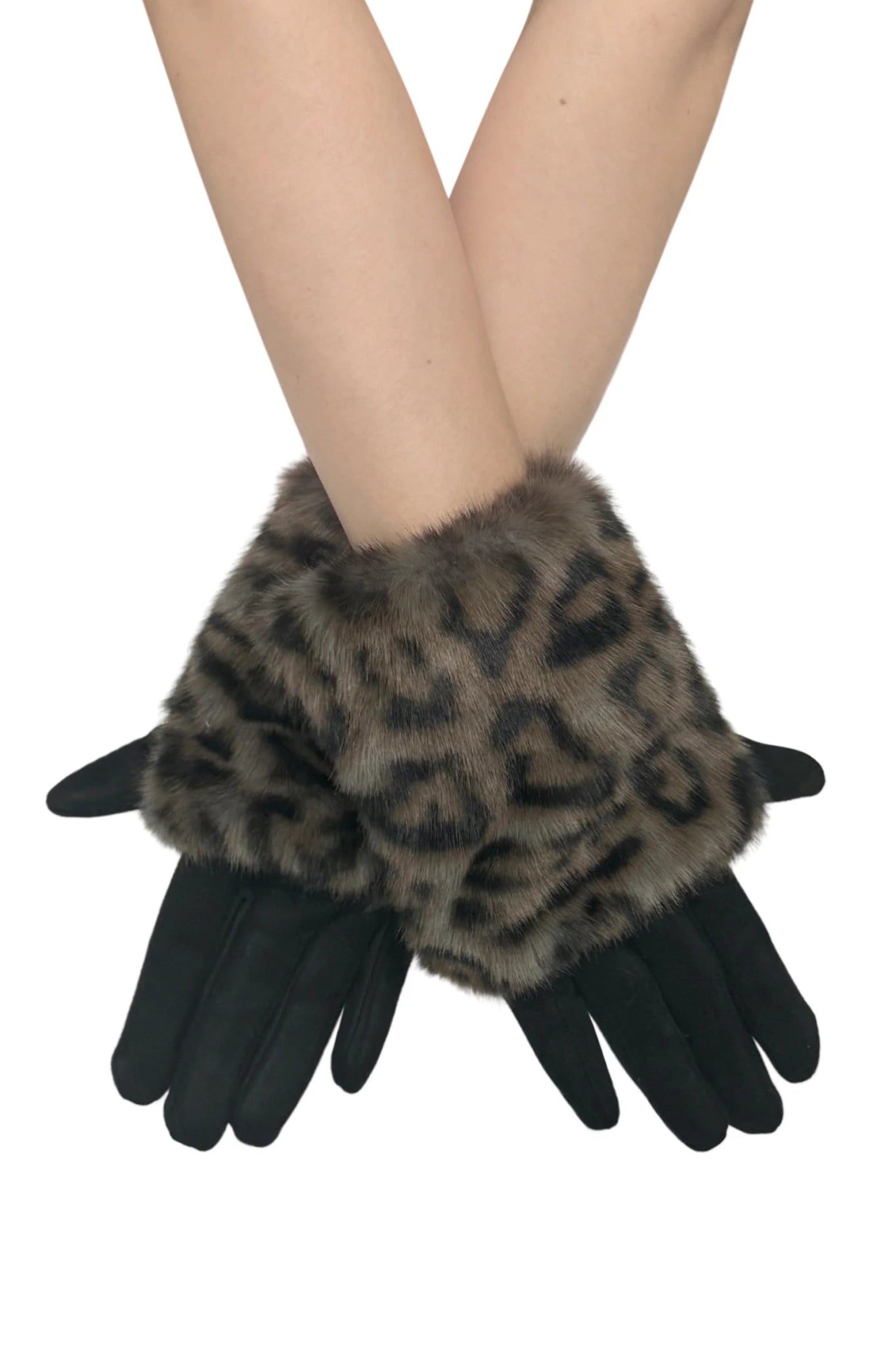 Blue Water ClothingLuxe Faux Fur & Suede Leopard Print Gloves.Accessories - Blue Water Clothing