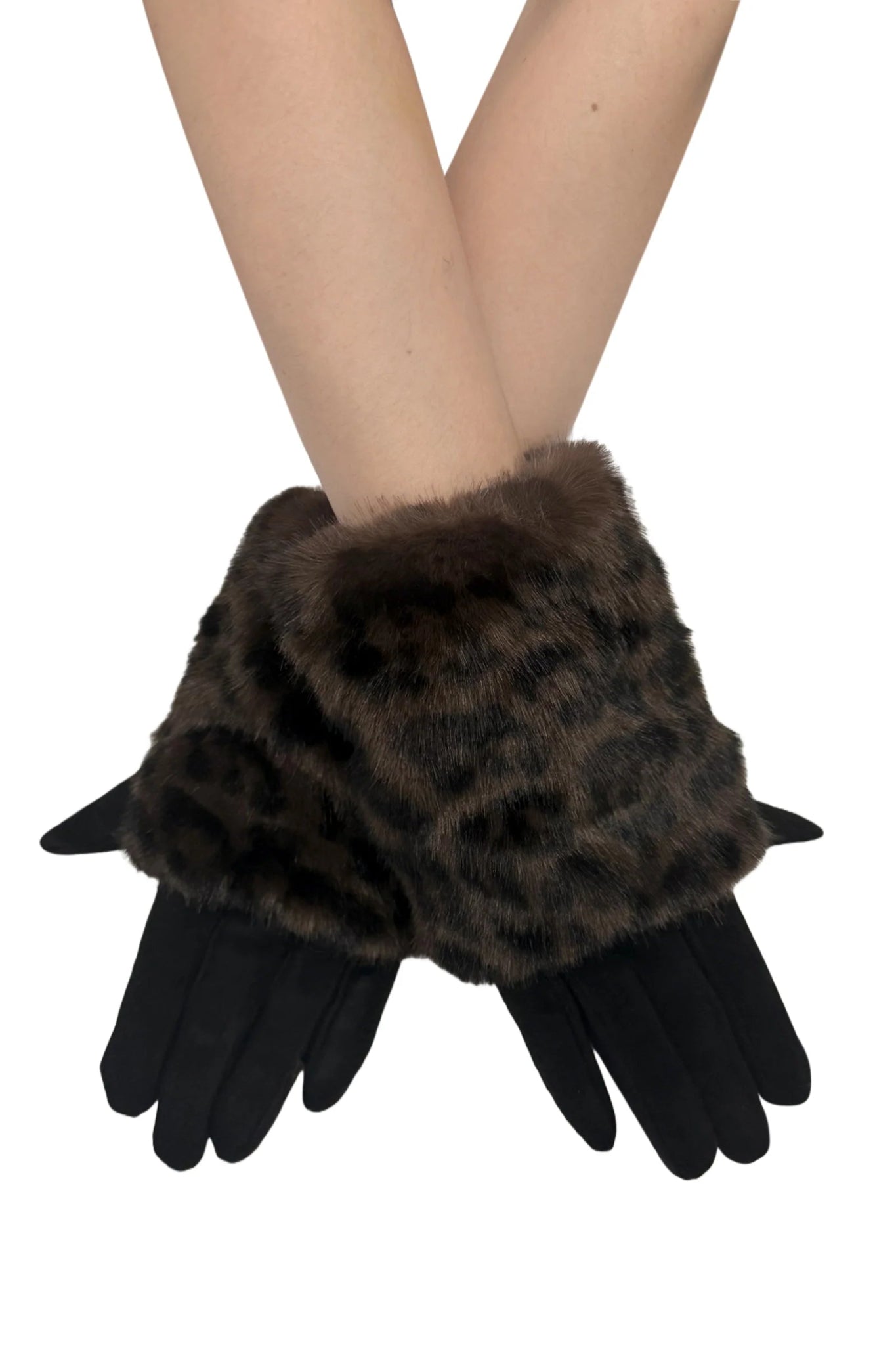 Blue Water ClothingLuxe Faux Fur & Suede Leopard Print Gloves.Accessories - Blue Water Clothing