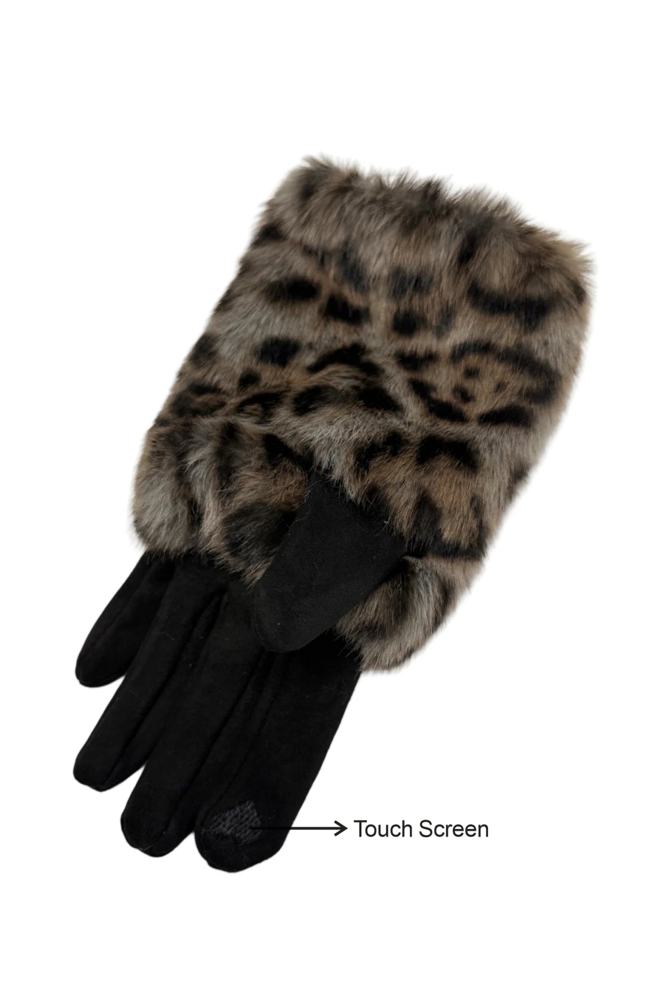 Blue Water ClothingLuxe Faux Fur & Suede Leopard Print Gloves.Accessories - Blue Water Clothing