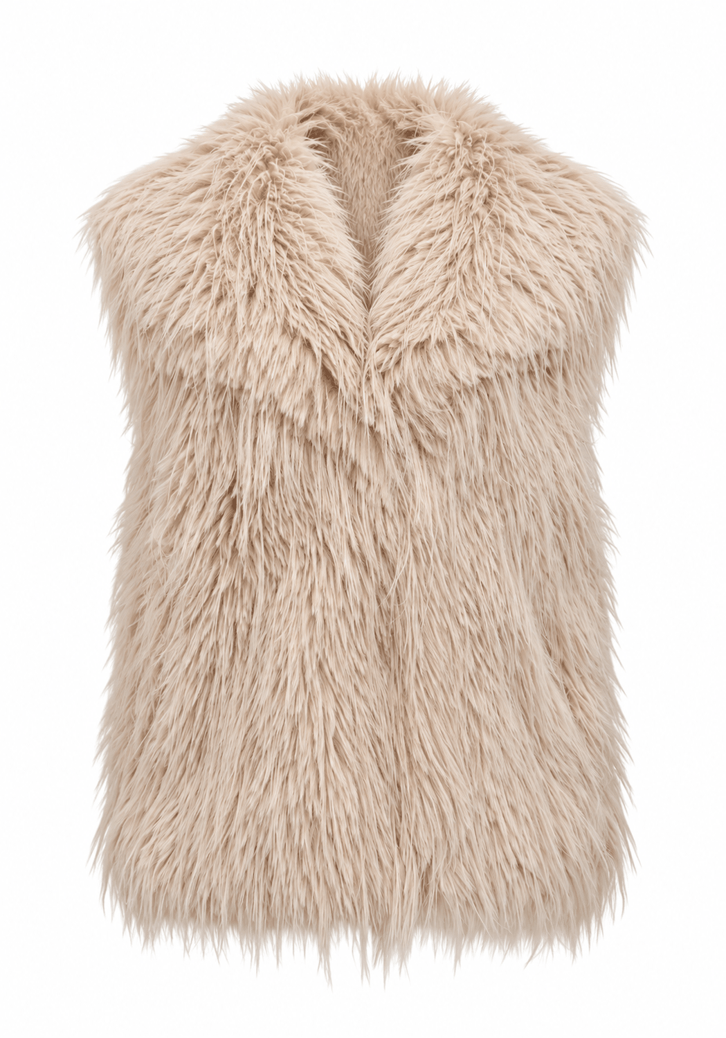Oversized Shaggy Faux Fur Gillet Jacket - Blue Water Clothing