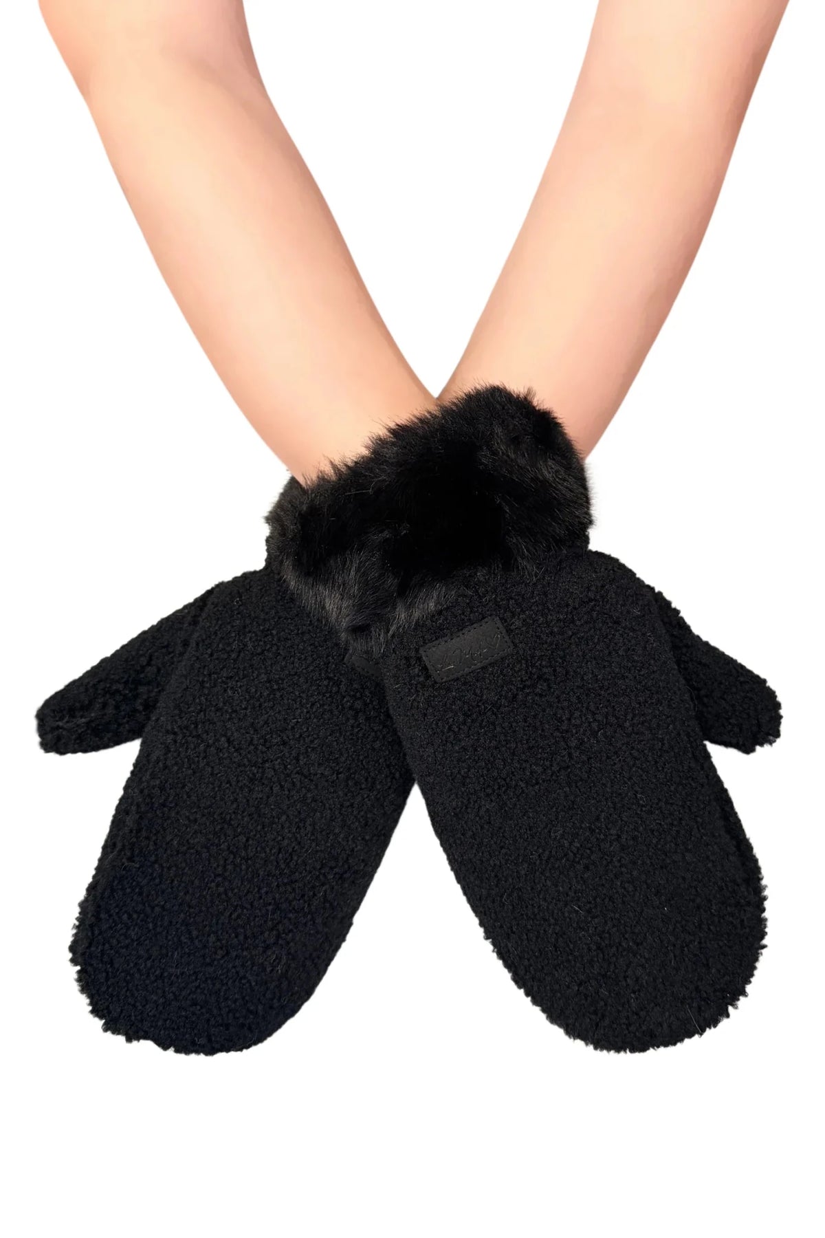 Teddy Fleece Winter Mittens with Faux Fur Trim - Blue Water Clothing