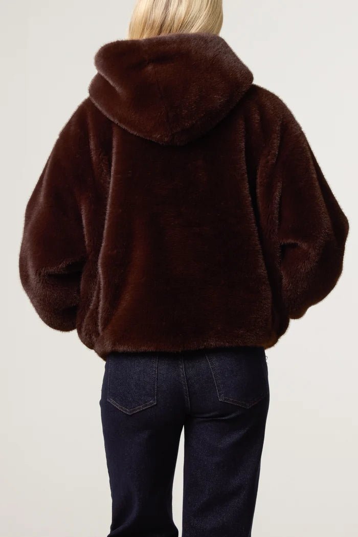 Zip Through Cosy Hooded Jacket Chocolate - Blue Water Clothing