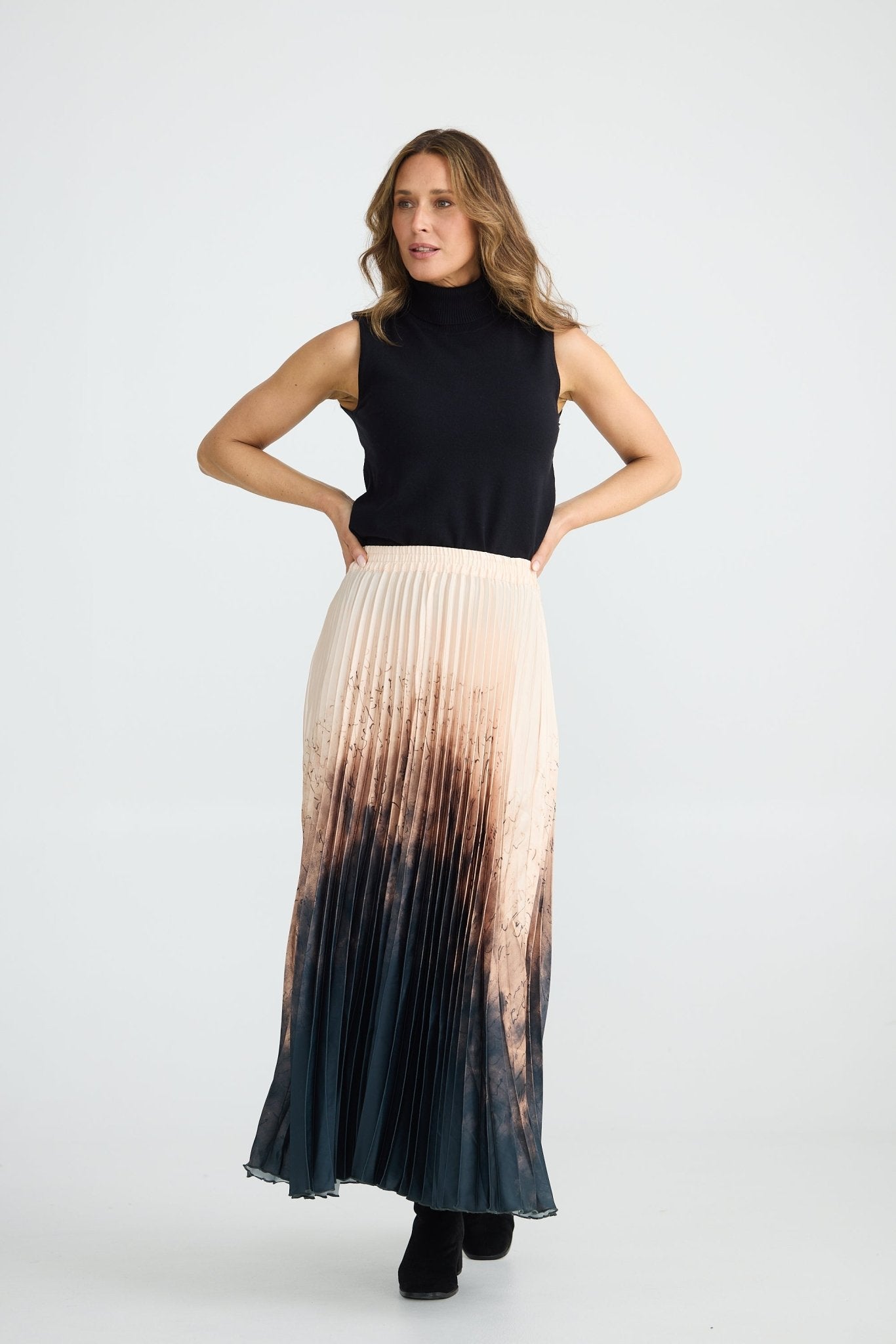 Brave And TrueBrave And True Alias Pleated SkirtBottomsCalligraphy - Blue Water Clothing