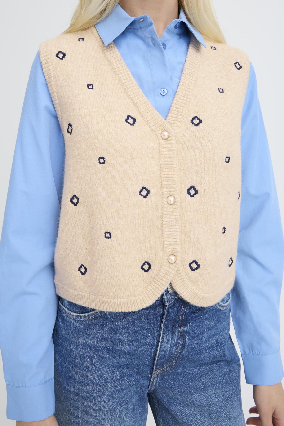 b.youngb.young BYNADIKA Knitted VestClothingOyester Grey - Blue Water Clothing