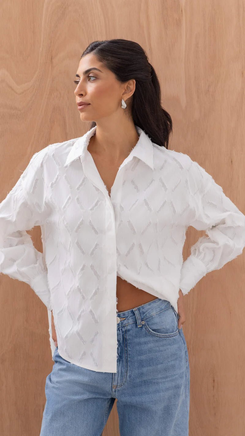 Charli LondonCharli London Marlowe ShirtTopsWhite - Blue Water Clothing