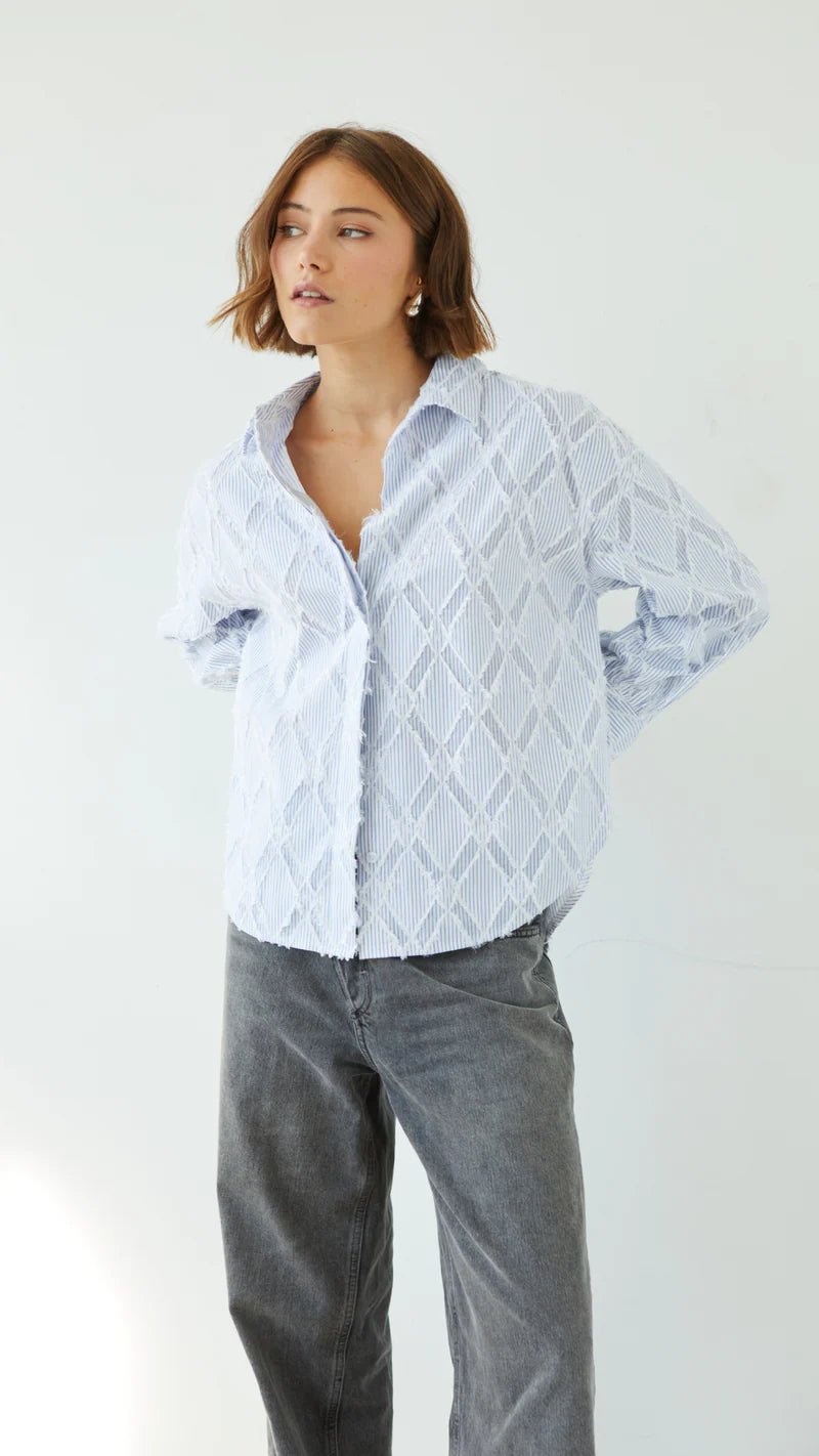 Charli LondonCharli London Marlowe ShirtTopsWhite - Blue Water Clothing