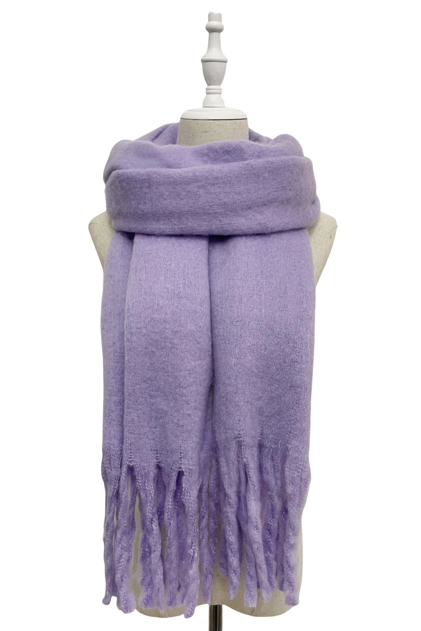Cosy Plain Blanket Tassel Scarf - Blue Water Clothing