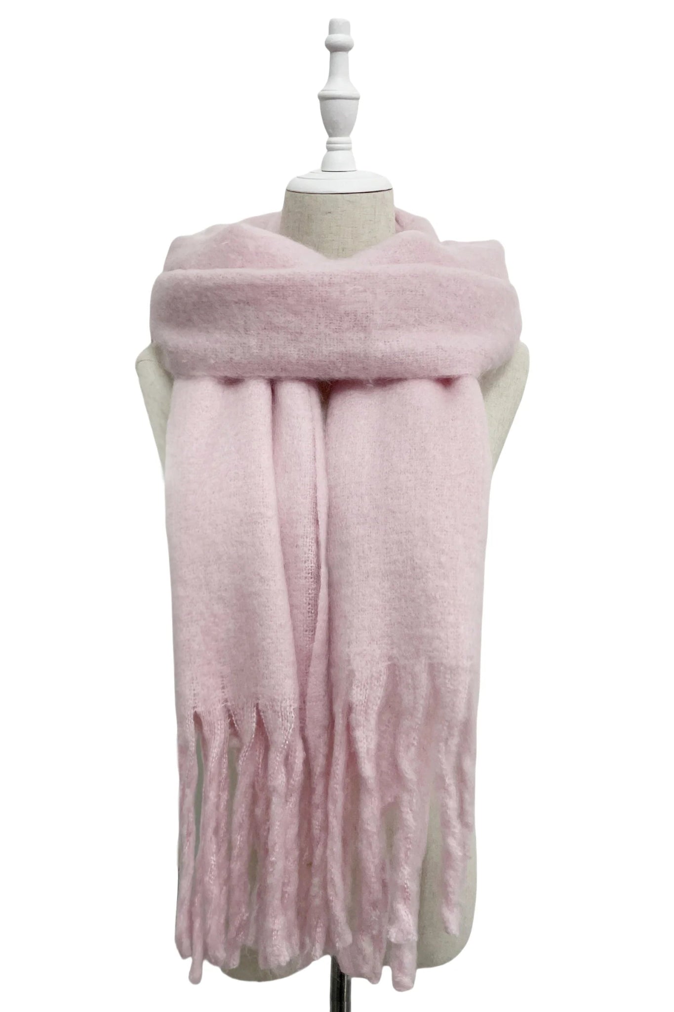 Cosy Plain Blanket Tassel Scarf - Blue Water Clothing