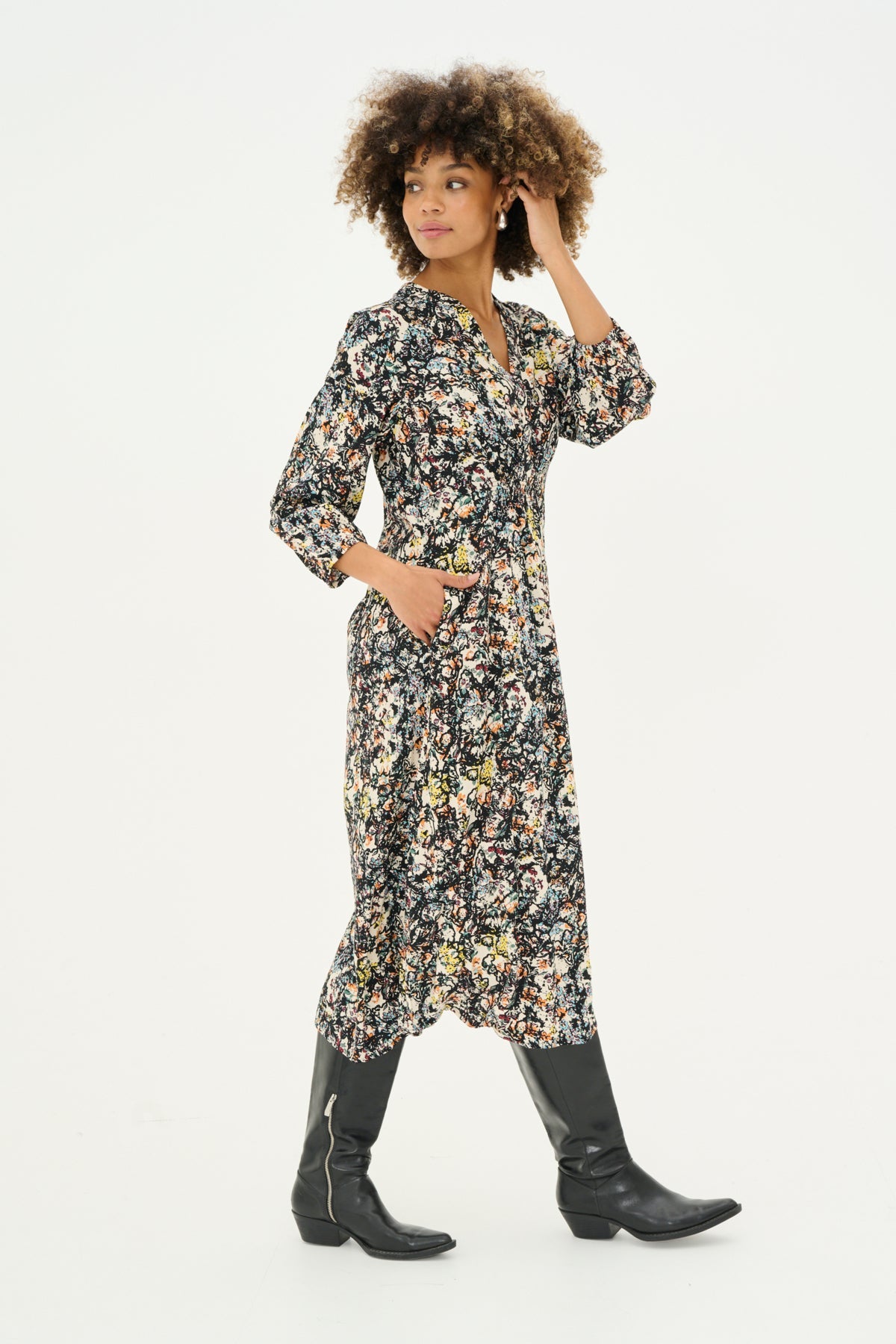 CultureCulture Cusika Bello Long DressClothingBlack/Orange - Blue Water Clothing