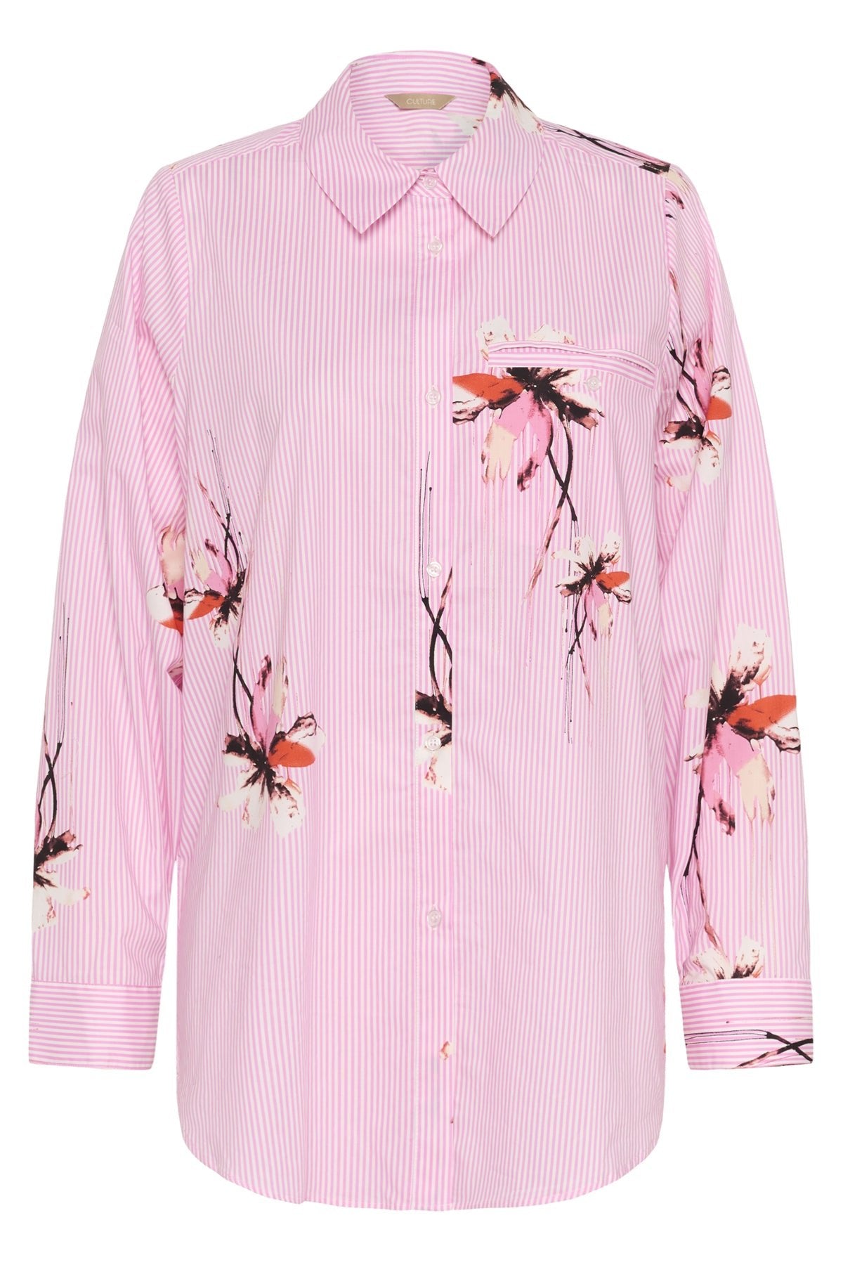 CultureCulture CUbrila Long Stripe ShirtTopsPink Flower Stripe - Blue Water Clothing