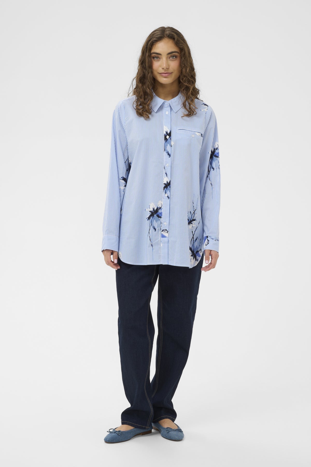 CultureCulture CUbrila Long Stripe ShirtTopsBlue Flower Stripe - Blue Water Clothing