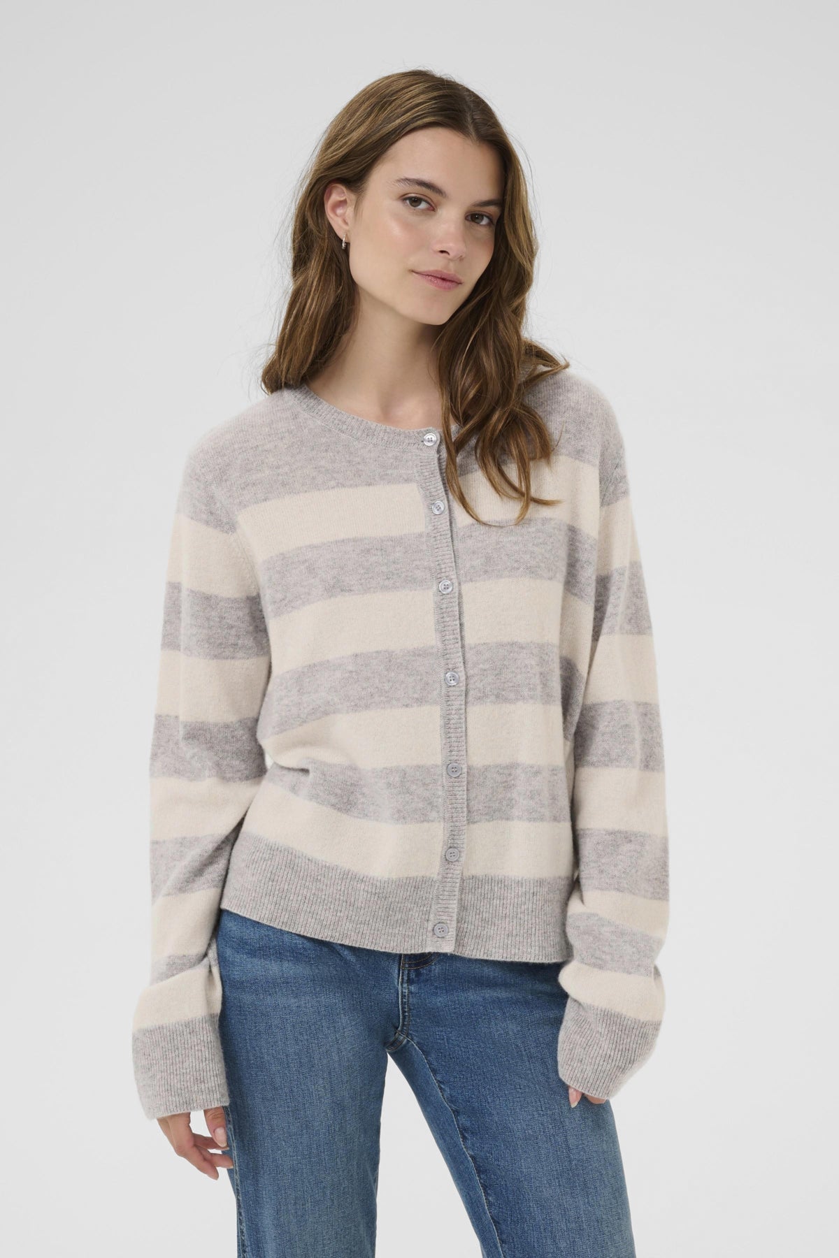 CultureCulture Cucallie Cashmere CardiganTopsGrey Melange - Blue Water Clothing