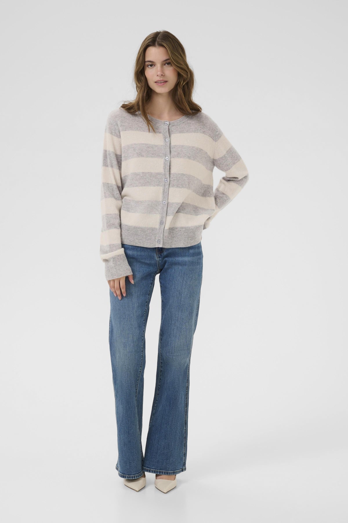 CultureCulture Cucallie Cashmere CardiganTopsGrey Melange - Blue Water Clothing