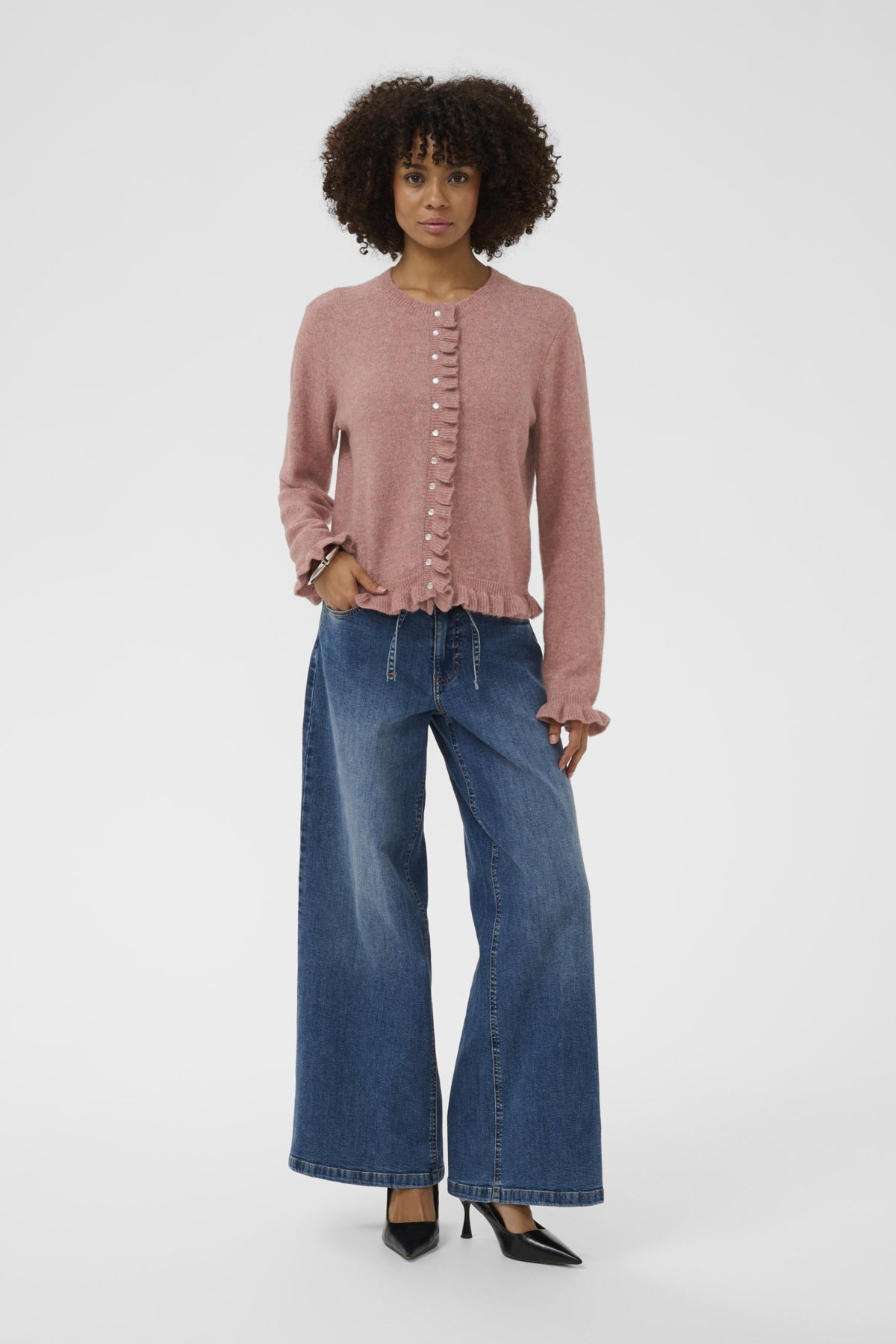 CultureCulture CUjulietta Frill CardiganClothingWoodrose Melange - Blue Water Clothing