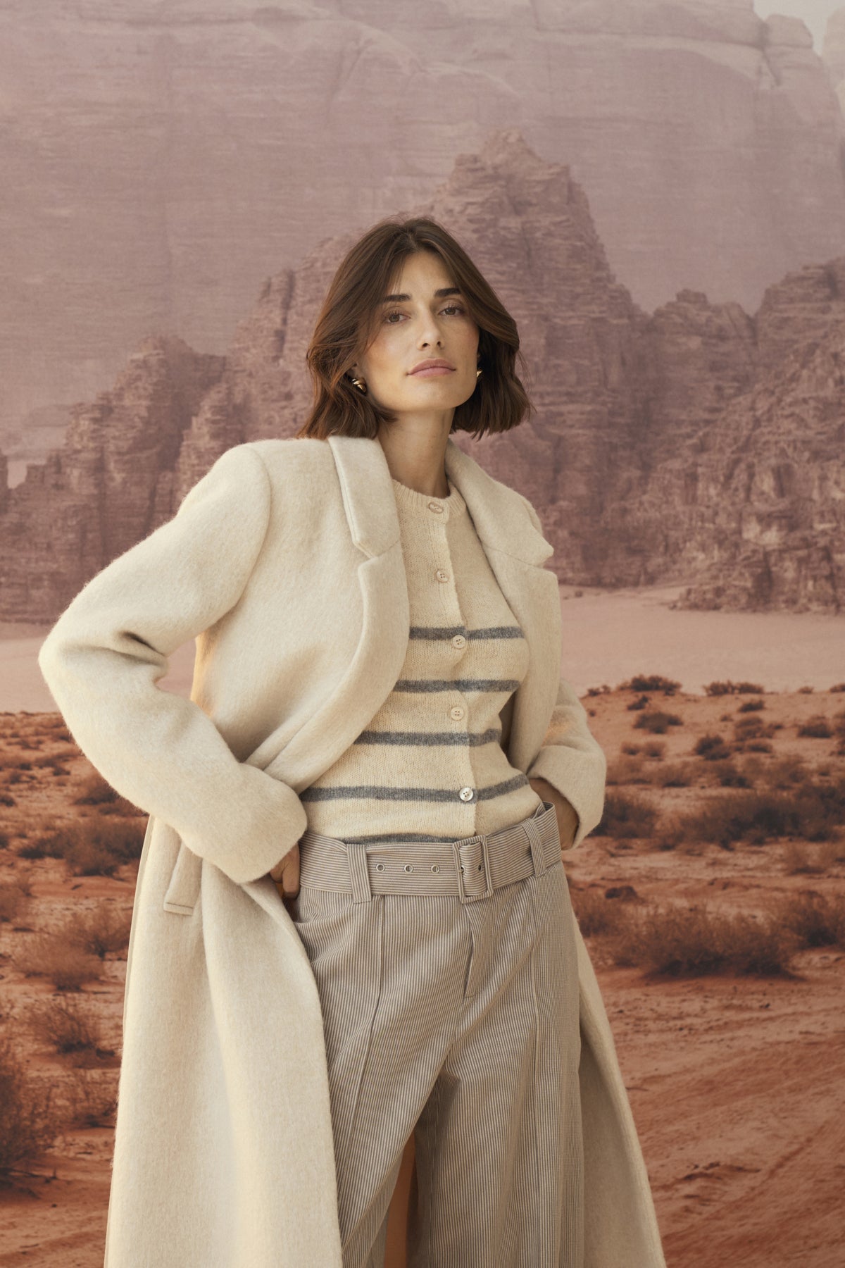 CultureCulture Cukatrina Wool Stripe CardiganTopsWhitecap Melange - Blue Water Clothing