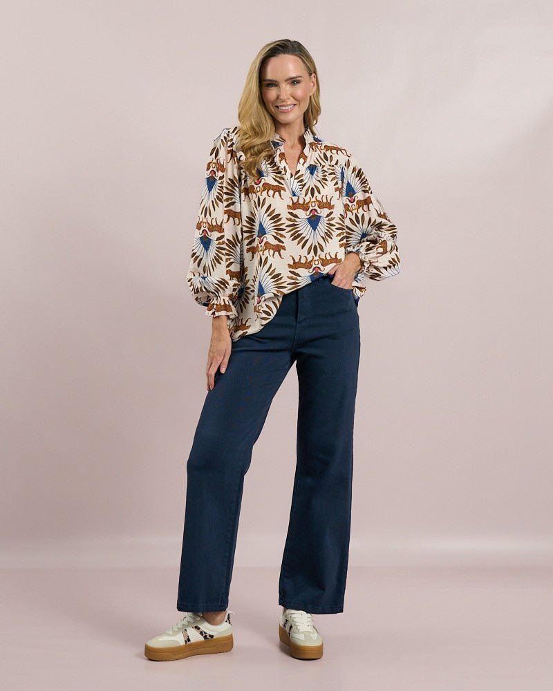 Deck By DecolageDeck By Decolage Blouse Camel Tiger MC18022TopsCamel Tiger - Blue Water Clothing