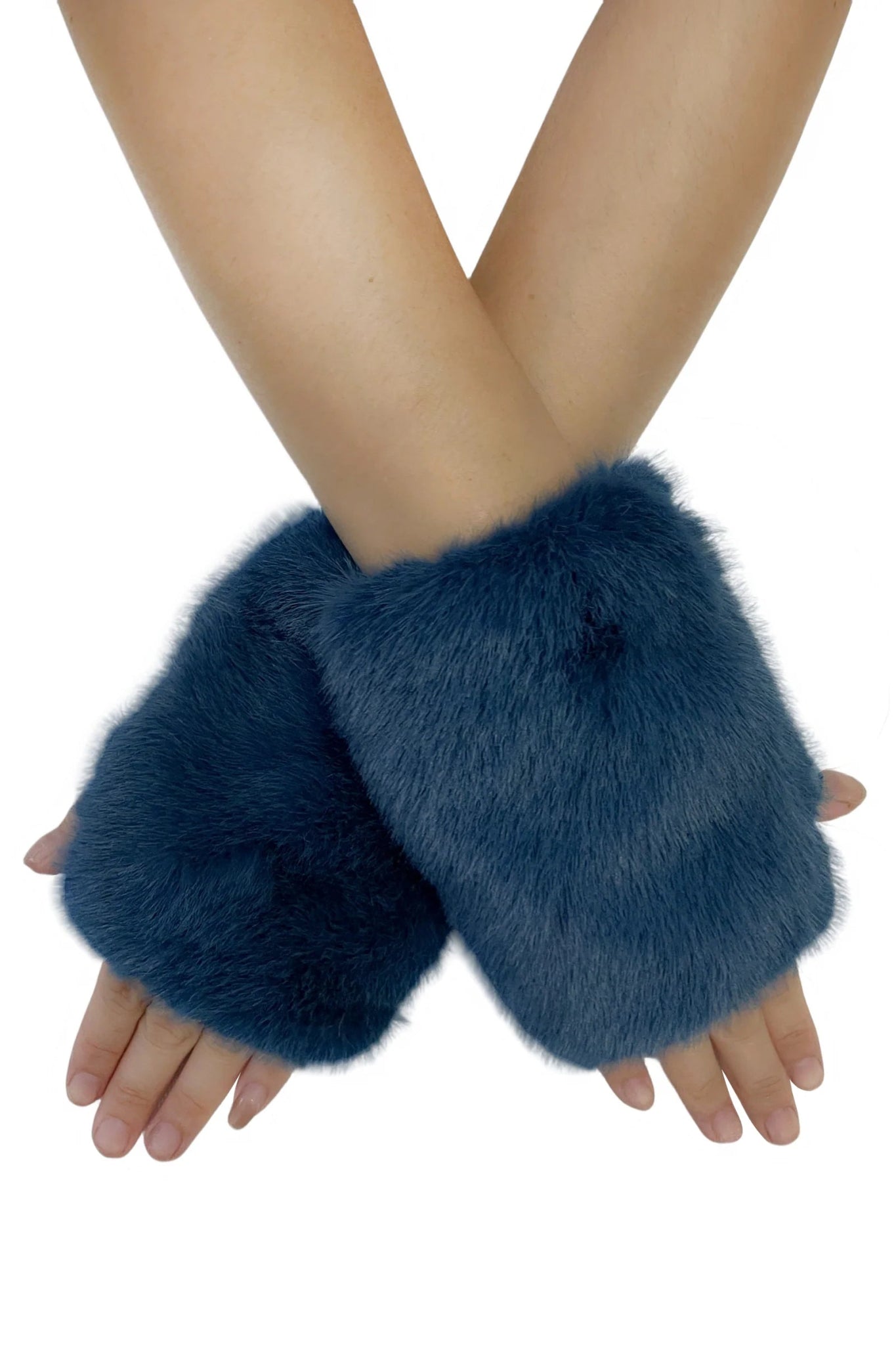 Faux Fur Fingerless Gloves - Blue Water Clothing