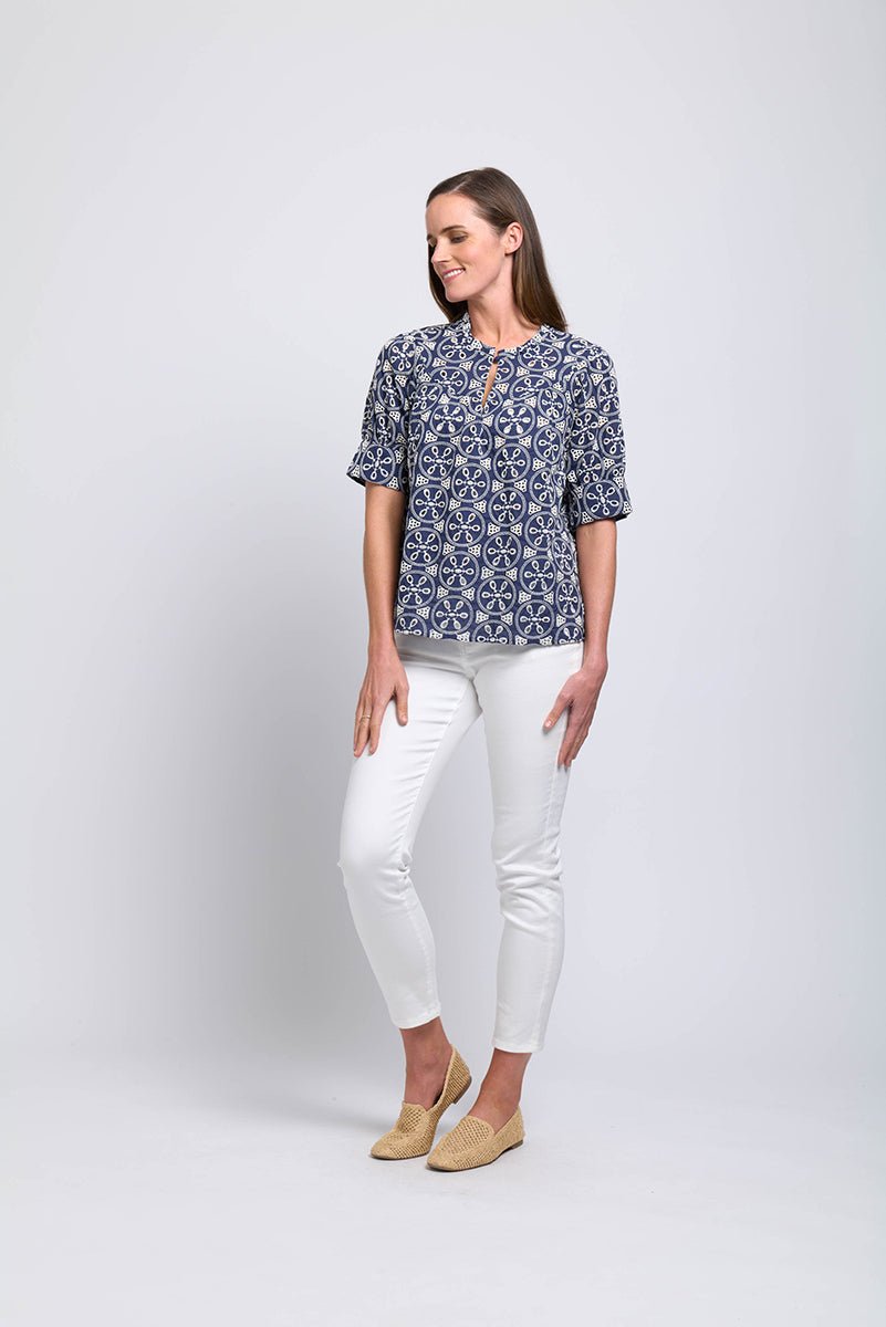 Foil Heart Strings Top Navy - Blue Water Clothing
