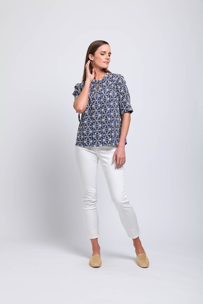 Foil Heart Strings Top Navy - Blue Water Clothing