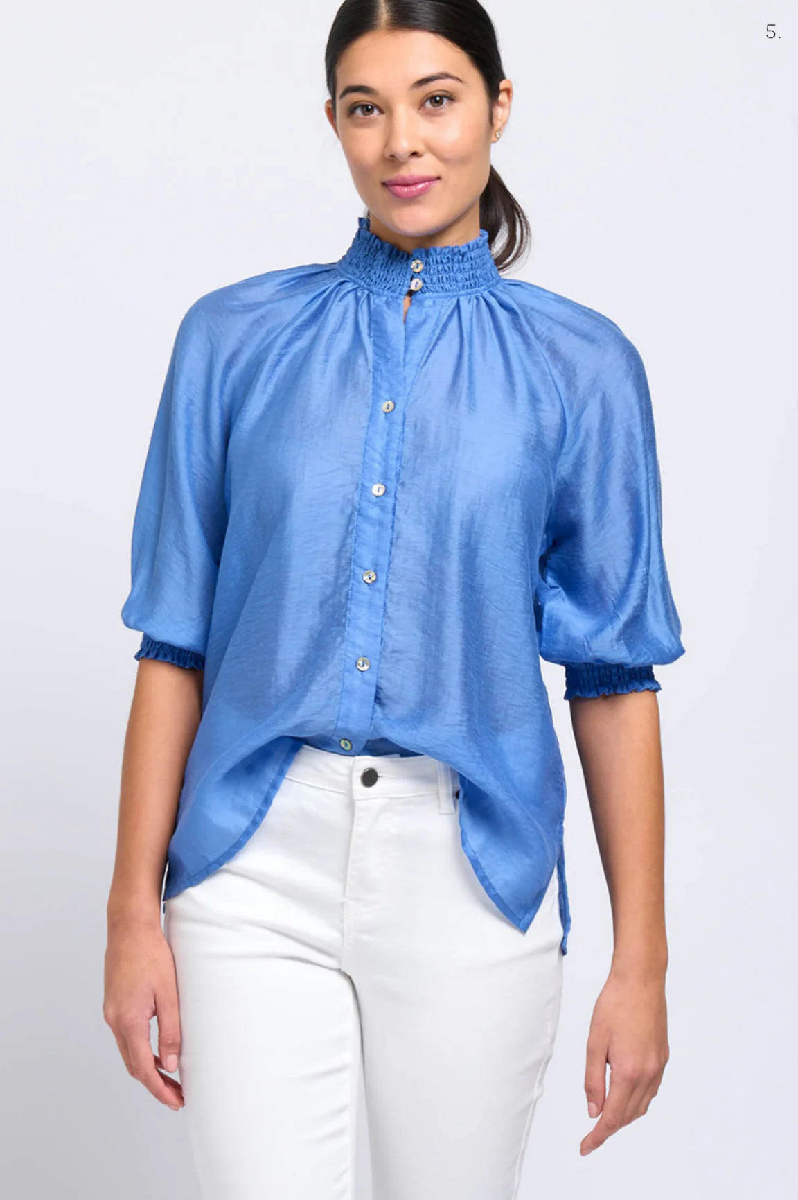 Foil Shirr Bliss Top Peri