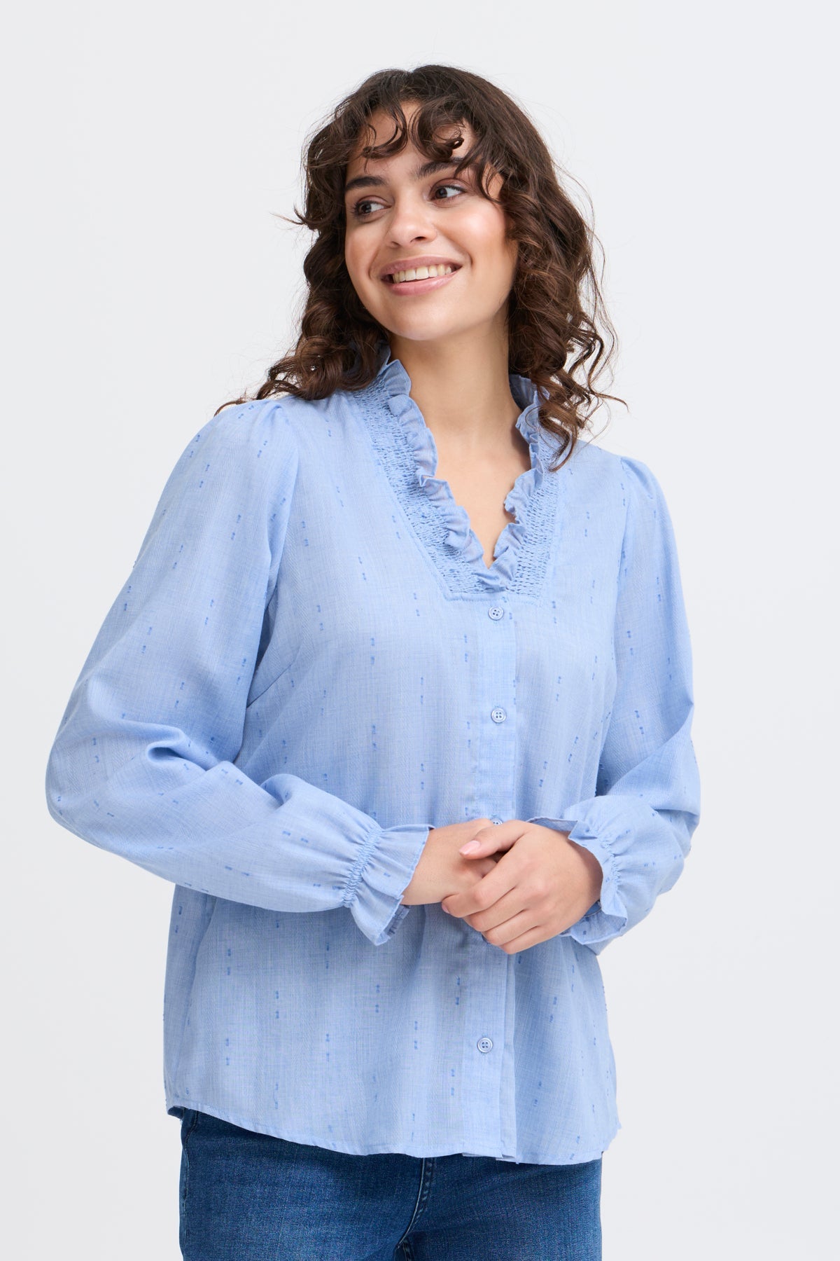 FransaFransa Frpopla Shirt 1ClothingBlanc De Blanc - Blue Water Clothing