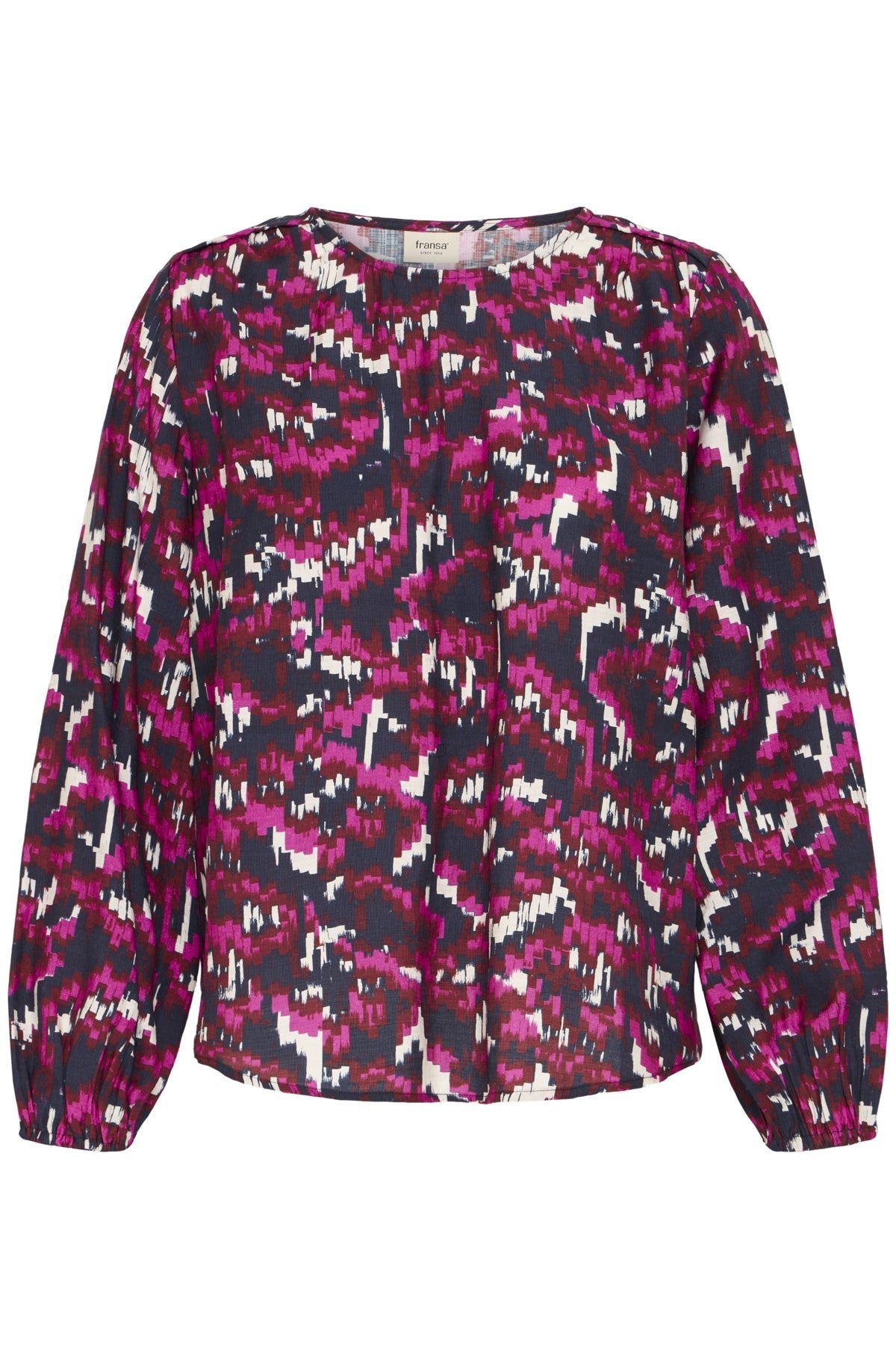 FransaFransa FRARIANA Blouse 14TopsDis Boho V - Blue Water Clothing
