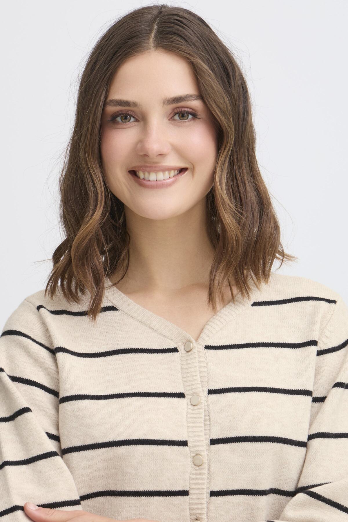 FransaFransa FRBitte Cardigan 2TopsLimestone Melange - Blue Water Clothing