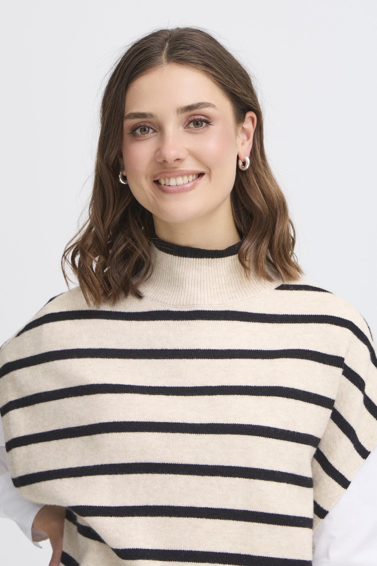 FransaFransa FRBitte Poncho 1TopsLimestone Melange - Blue Water Clothing