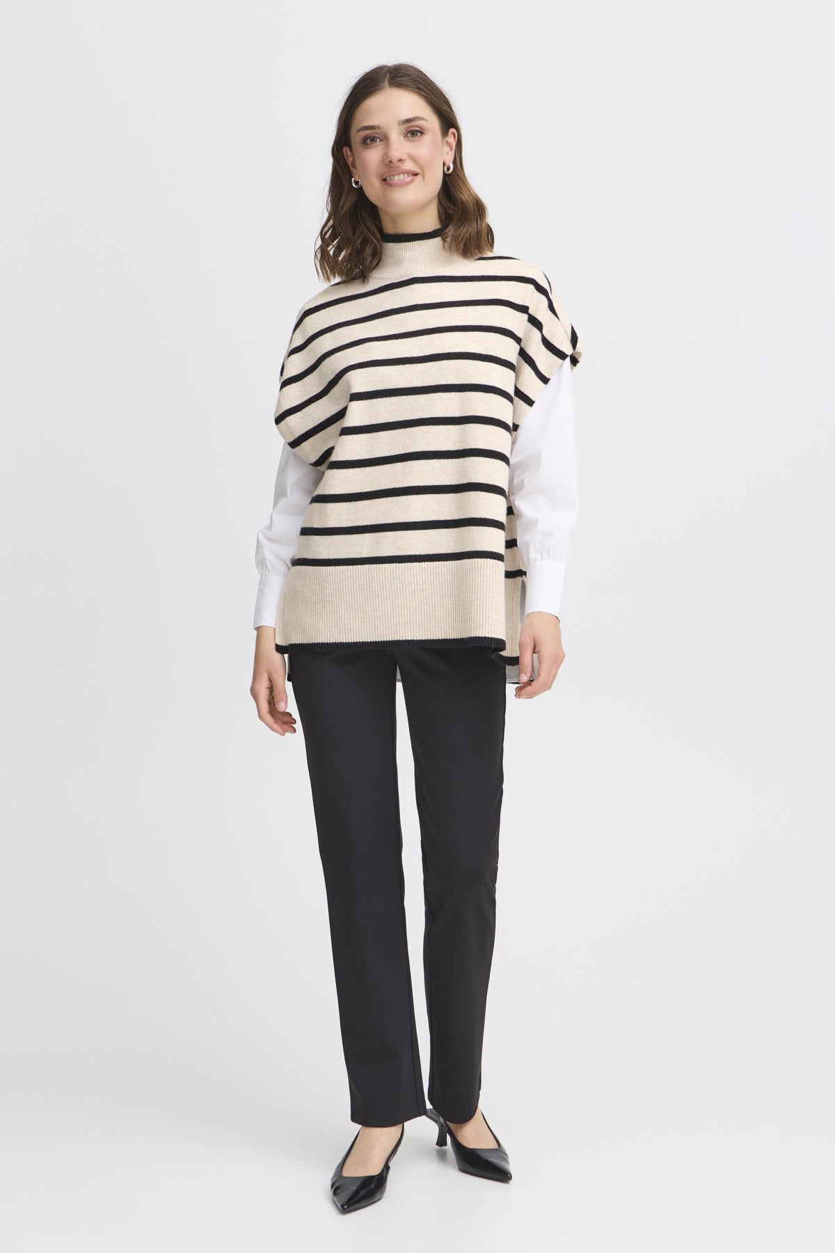 FransaFransa FRBitte Poncho 1TopsLimestone Melange - Blue Water Clothing