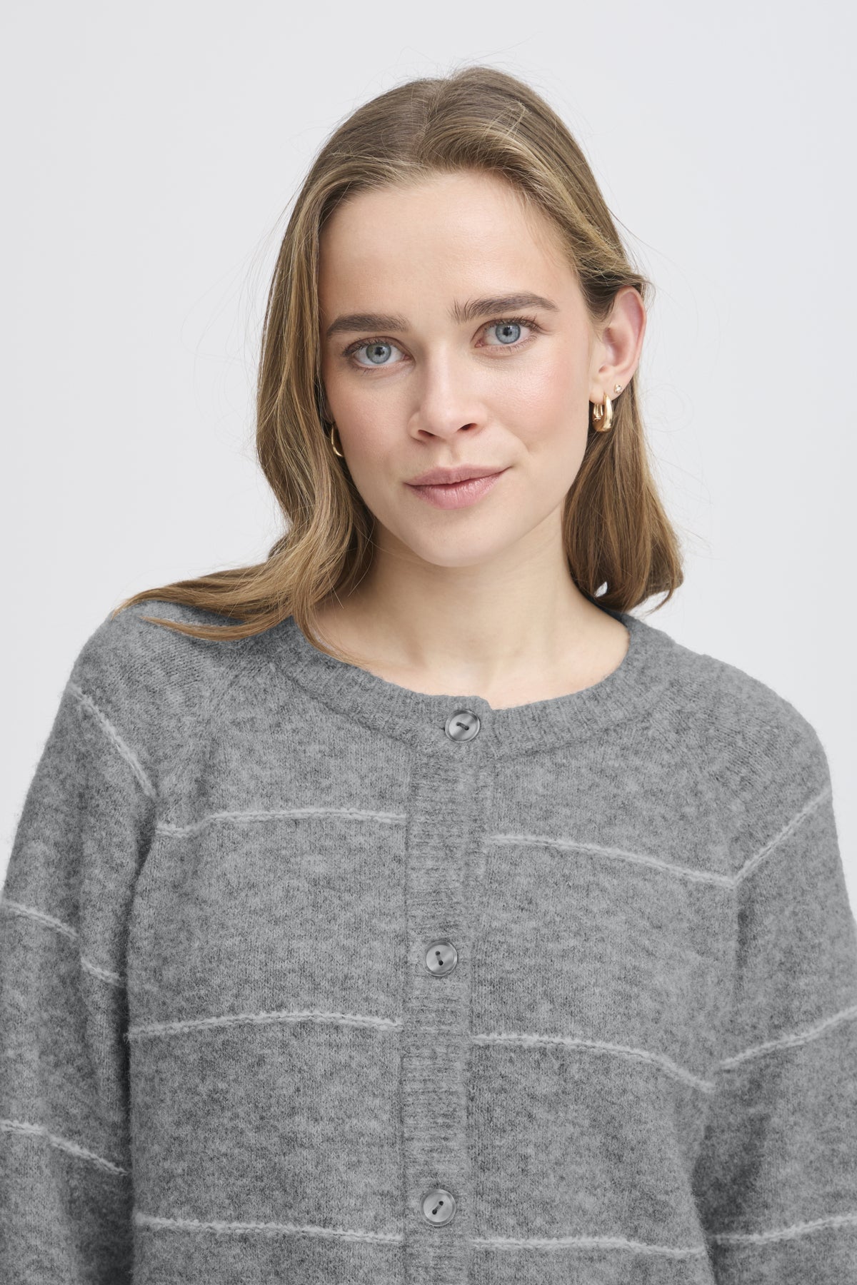 FransaFransa FRKendra Cardigan 1TopsAsphalt Melange - Blue Water Clothing