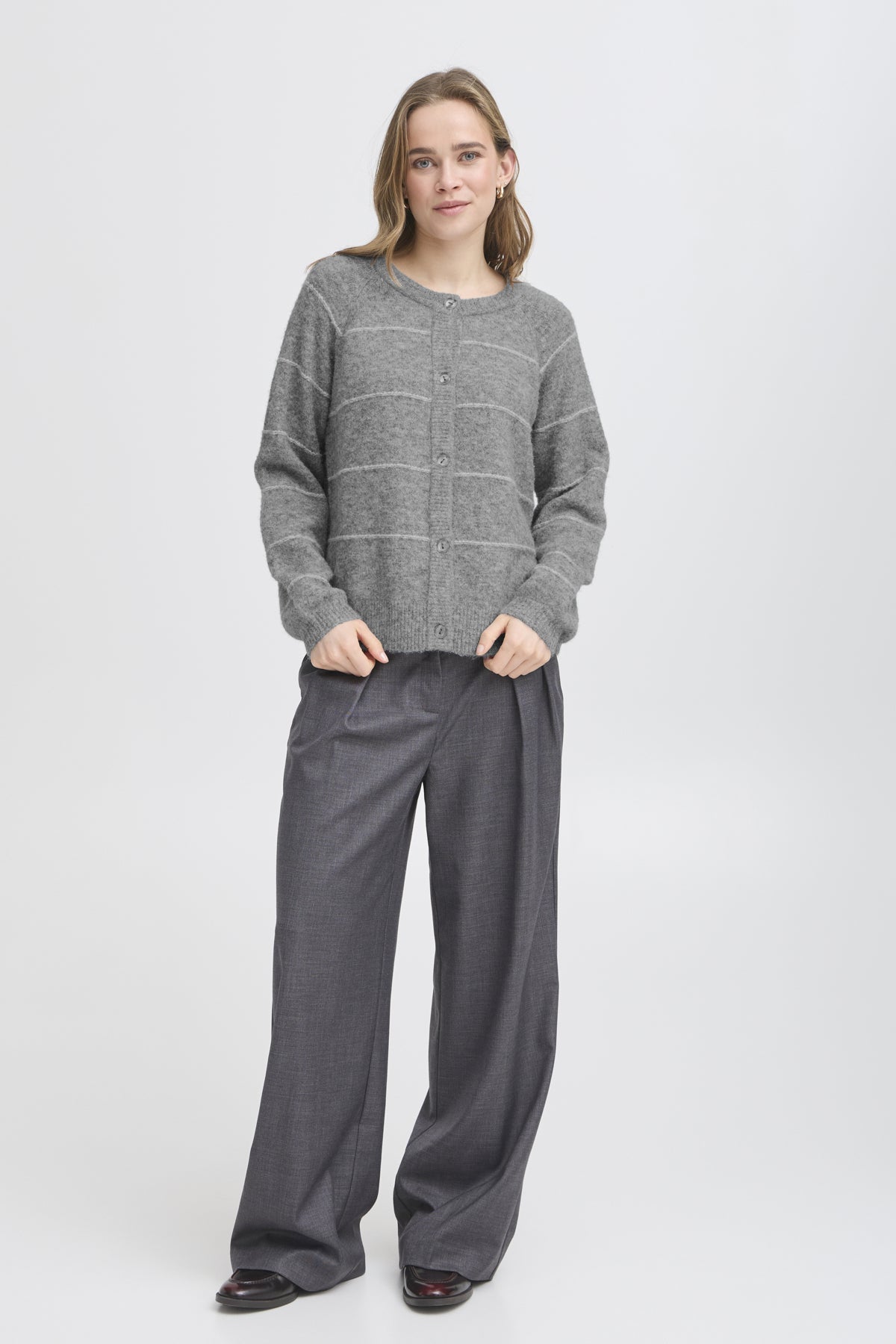 FransaFransa FRKendra Cardigan 1TopsAsphalt Melange - Blue Water Clothing