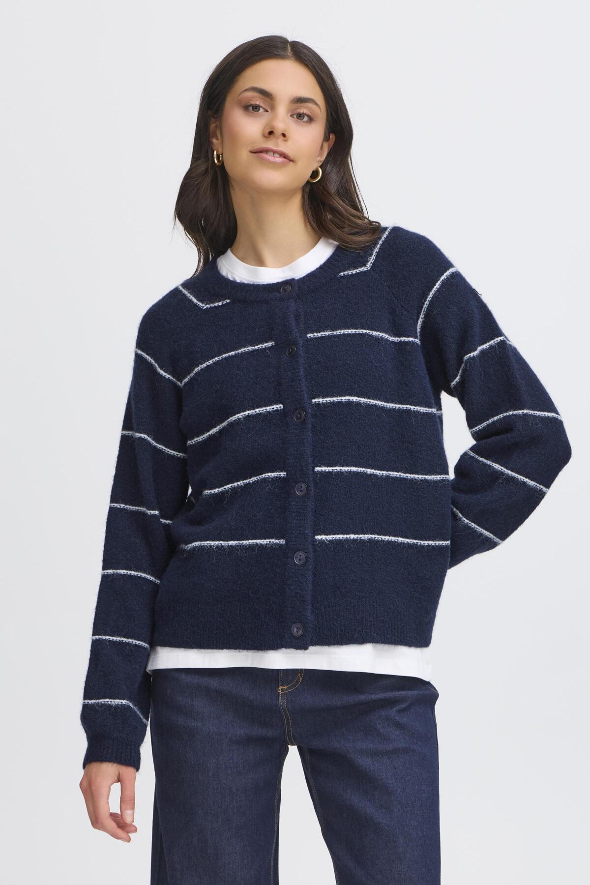 FransaFransa FRKendra Cardigan 1TopsNight Skye - Blue Water Clothing