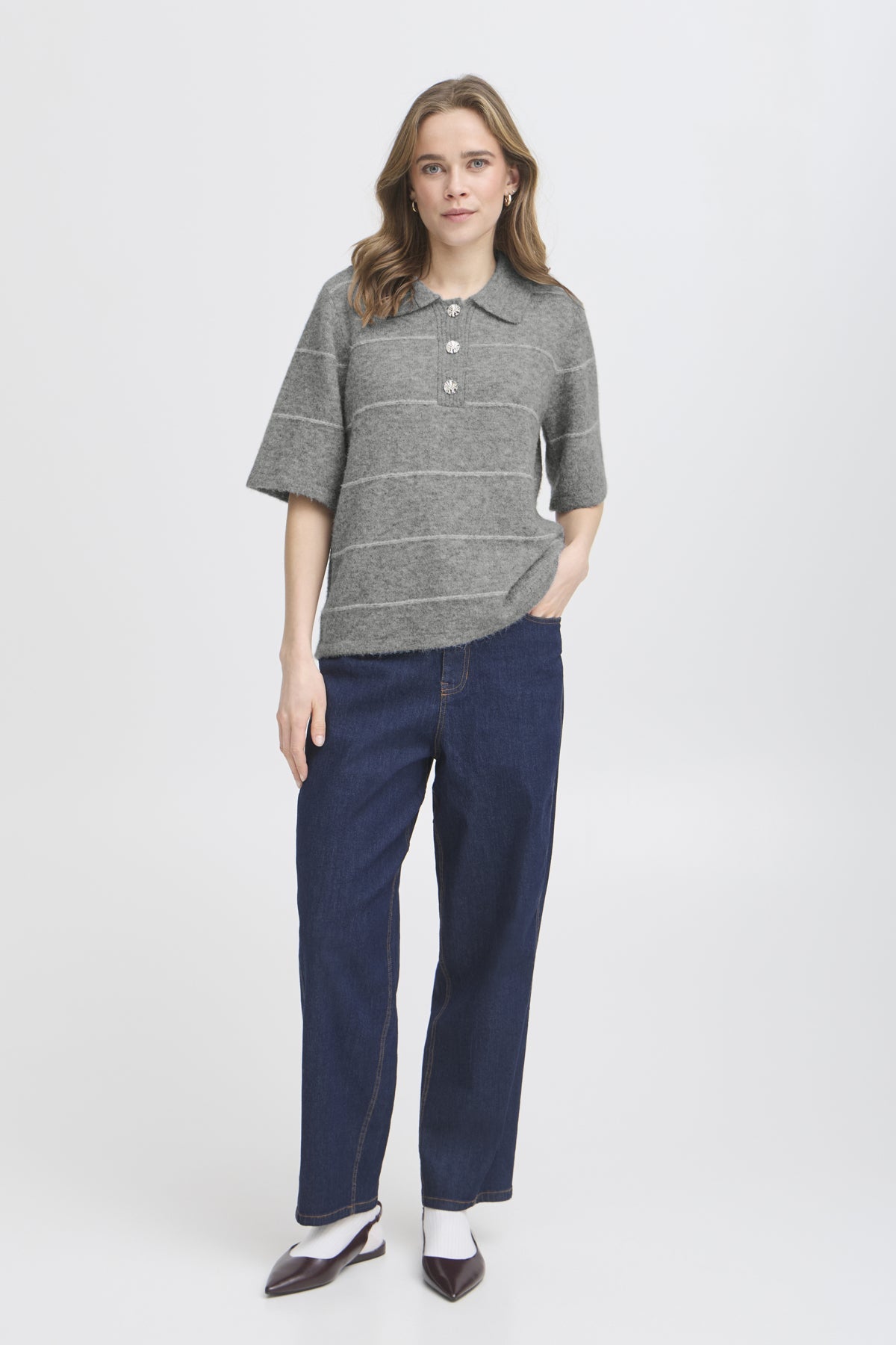 FransaFransa FRKendra Pullover 1TopsAsphalt Melange - Blue Water Clothing