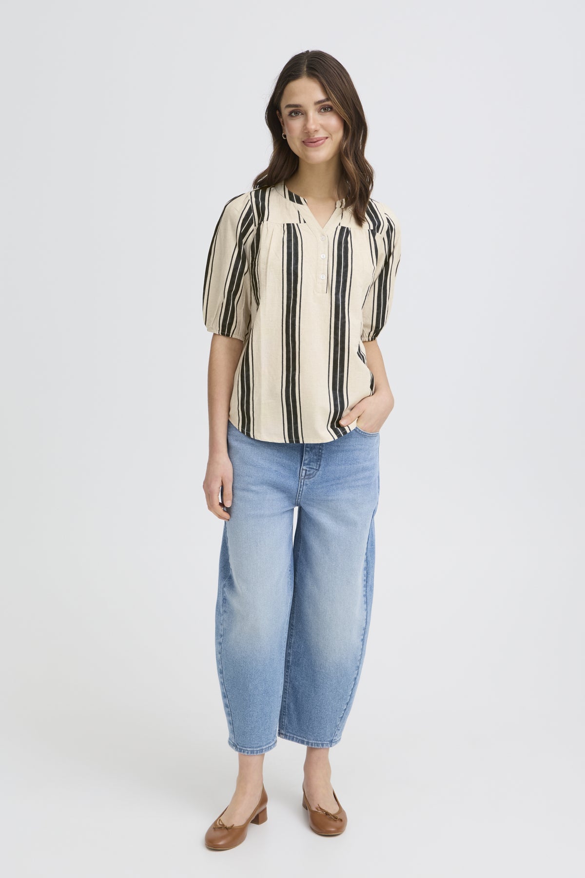 FransaFransa FRMADDIE Blouse 2TopsWIDE STRIPE BLACK - Blue Water Clothing