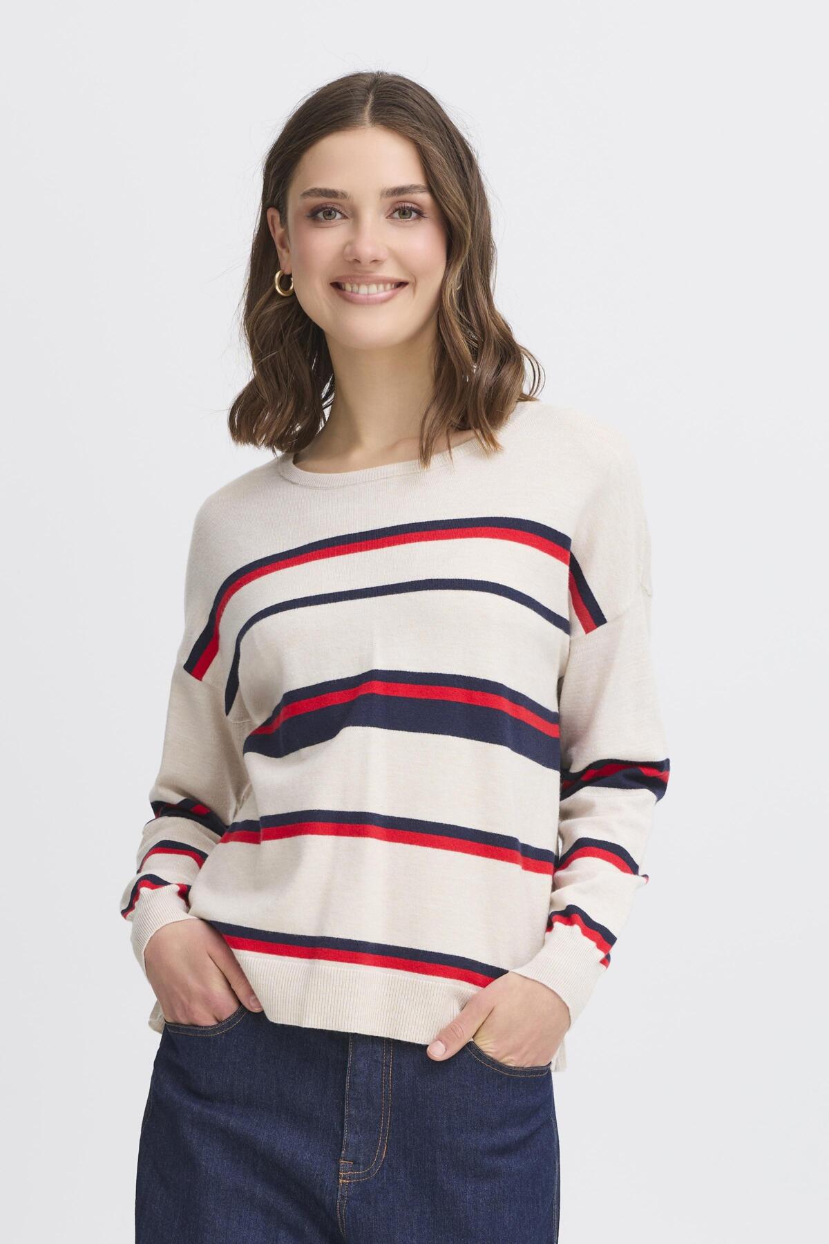FransaFransa FRMelani Pullover 15TopsLimestone Melange - Blue Water Clothing