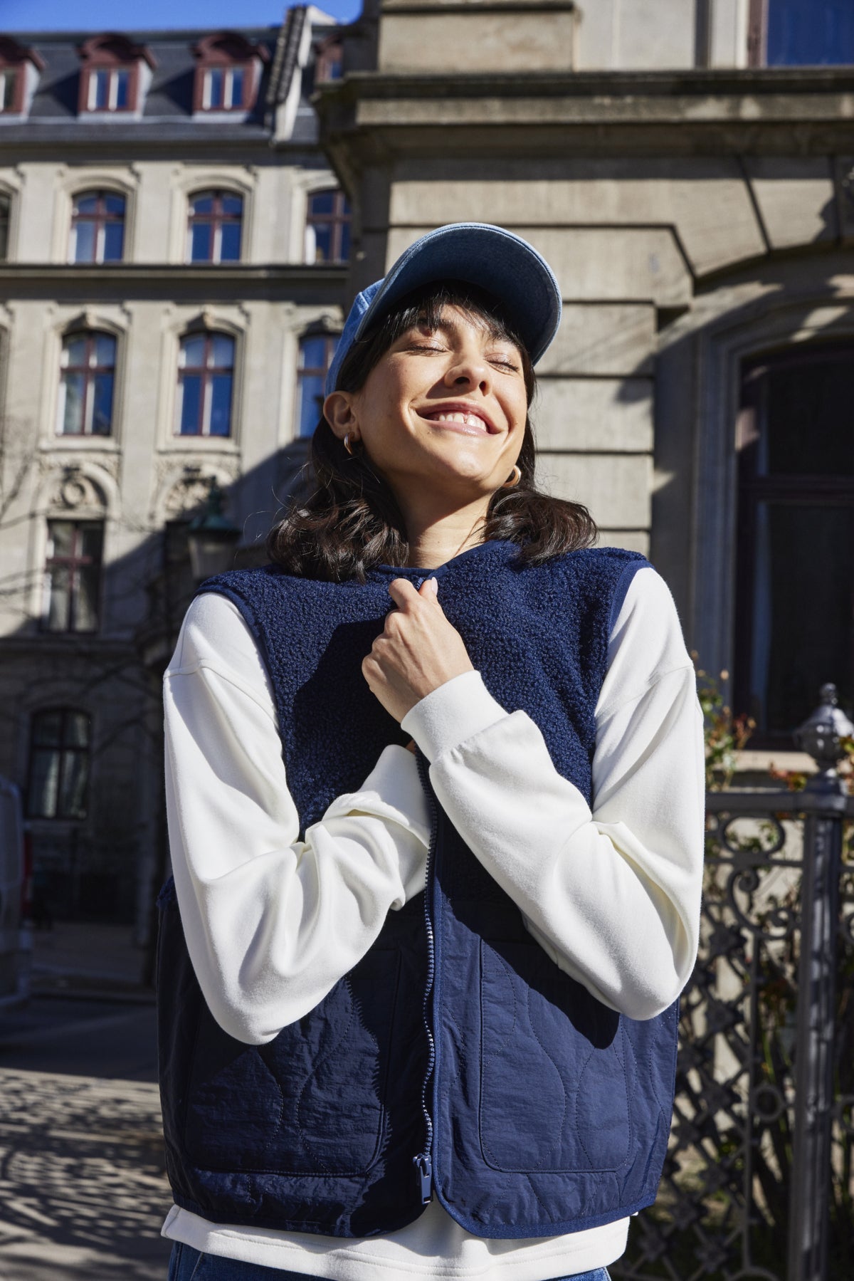 FransaFransa FRMIKALA Fleece Gilet 1FootwearPumice Stone - Blue Water Clothing