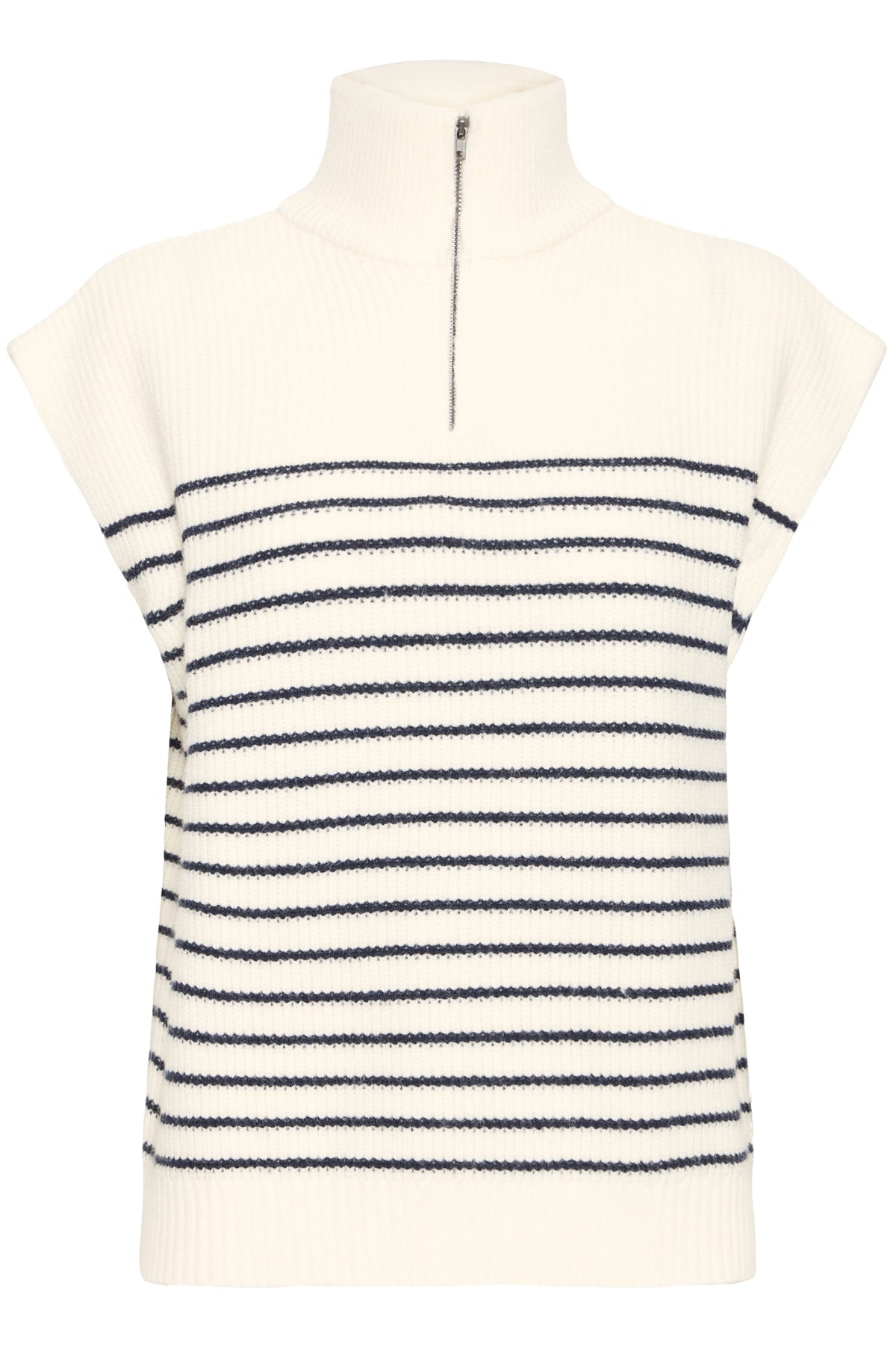 FransaFransa FRVINNA 1 Knitted Quarter Zip VestFootwearStripe Navy - Blue Water Clothing