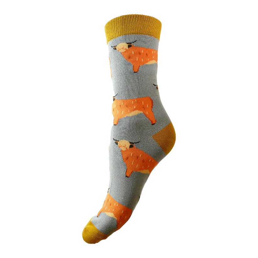 Gemjar SocksGemjar Highland Cow Bamboo SocksAccessories - Blue Water Clothing