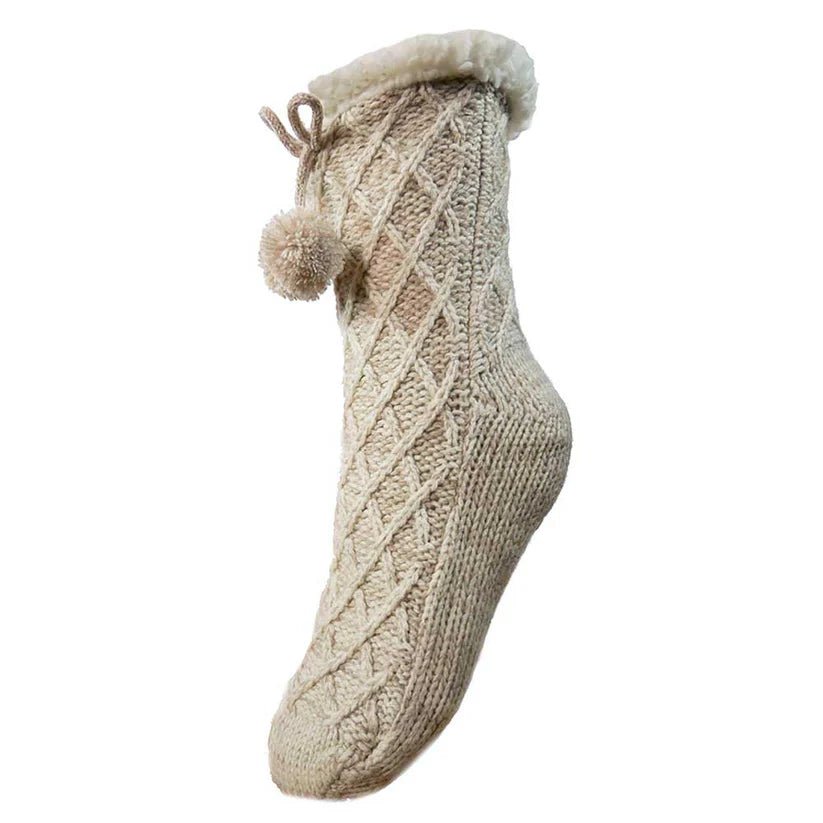 Gemjar SocksGemjar Slipper Socks With PompomsAccessoriesCream - Blue Water Clothing