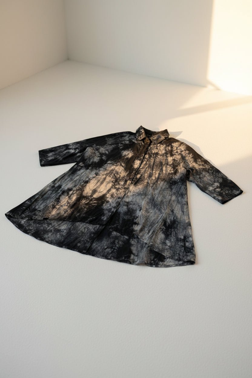 GrizasGrizas CR51686 - S125 Silk BlouseTopsNavy Tie Dye - Blue Water Clothing