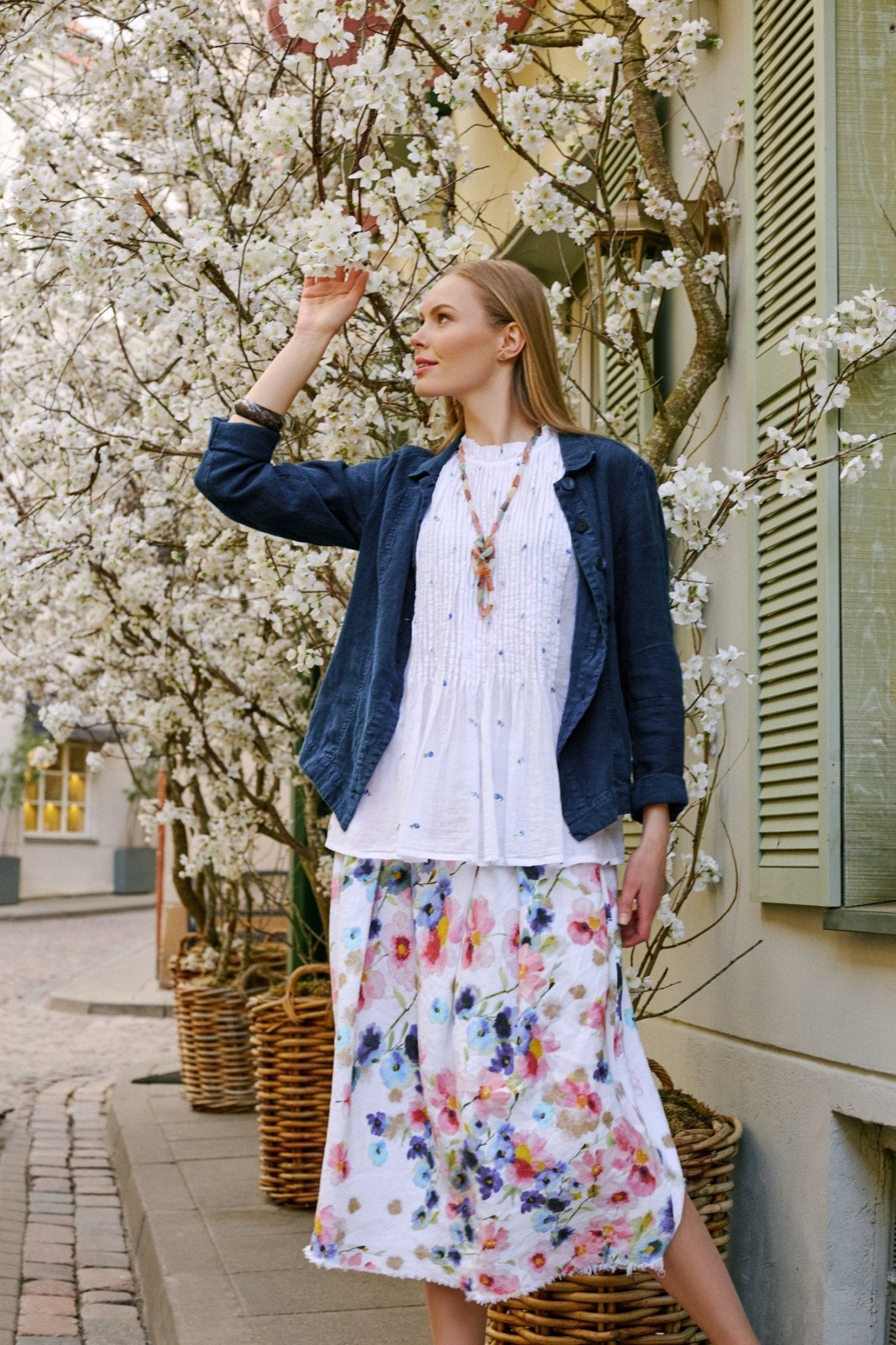 GrizasGrizas CR52648 - K50 Cotton BlouseTopsWhite - Blue Water Clothing