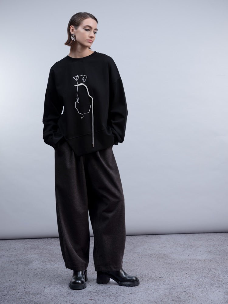 HaakoHaako Black/White Dog Sweatshirt H2002SweaterBlack - Blue Water Clothing